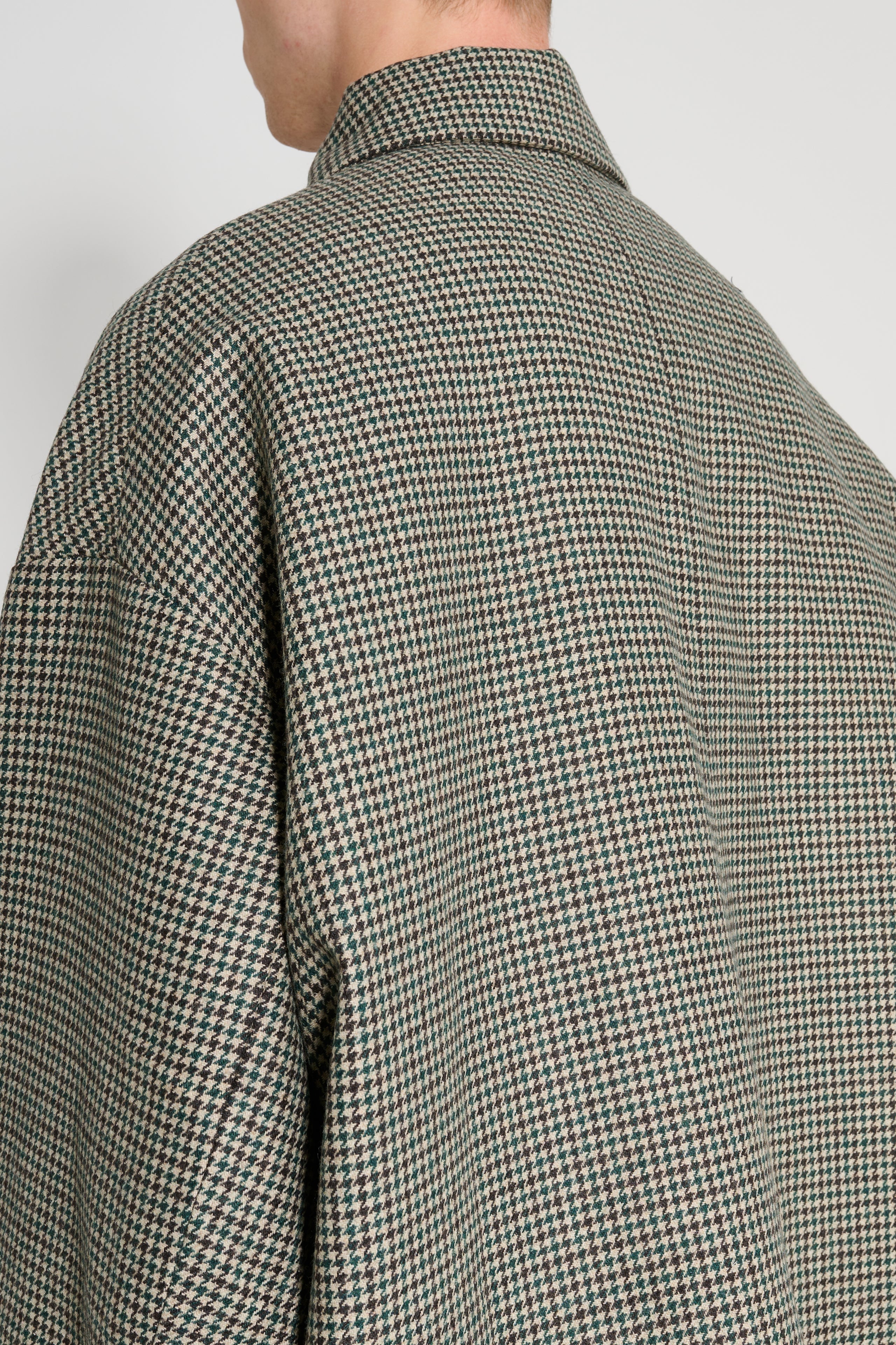 Random Identities Houndstooth Car Coat Beige