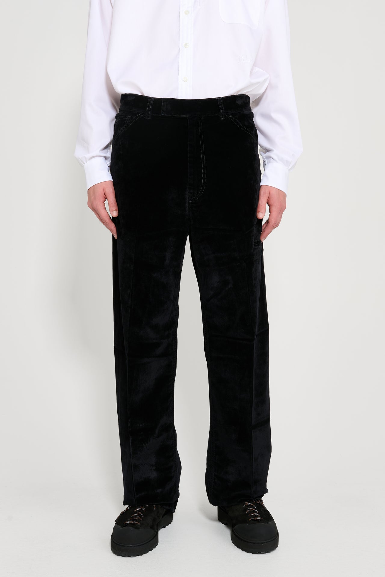 Random Identities Velvet Denim Pants Black