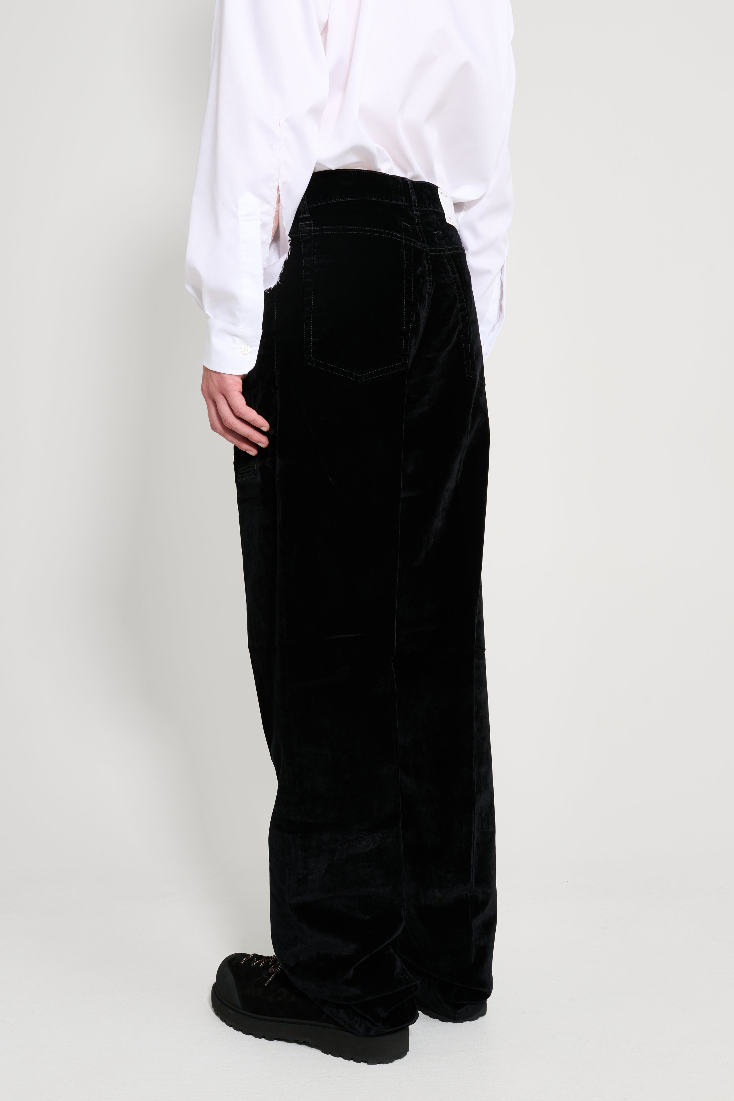 Random Identities Velvet Denim Pants Black