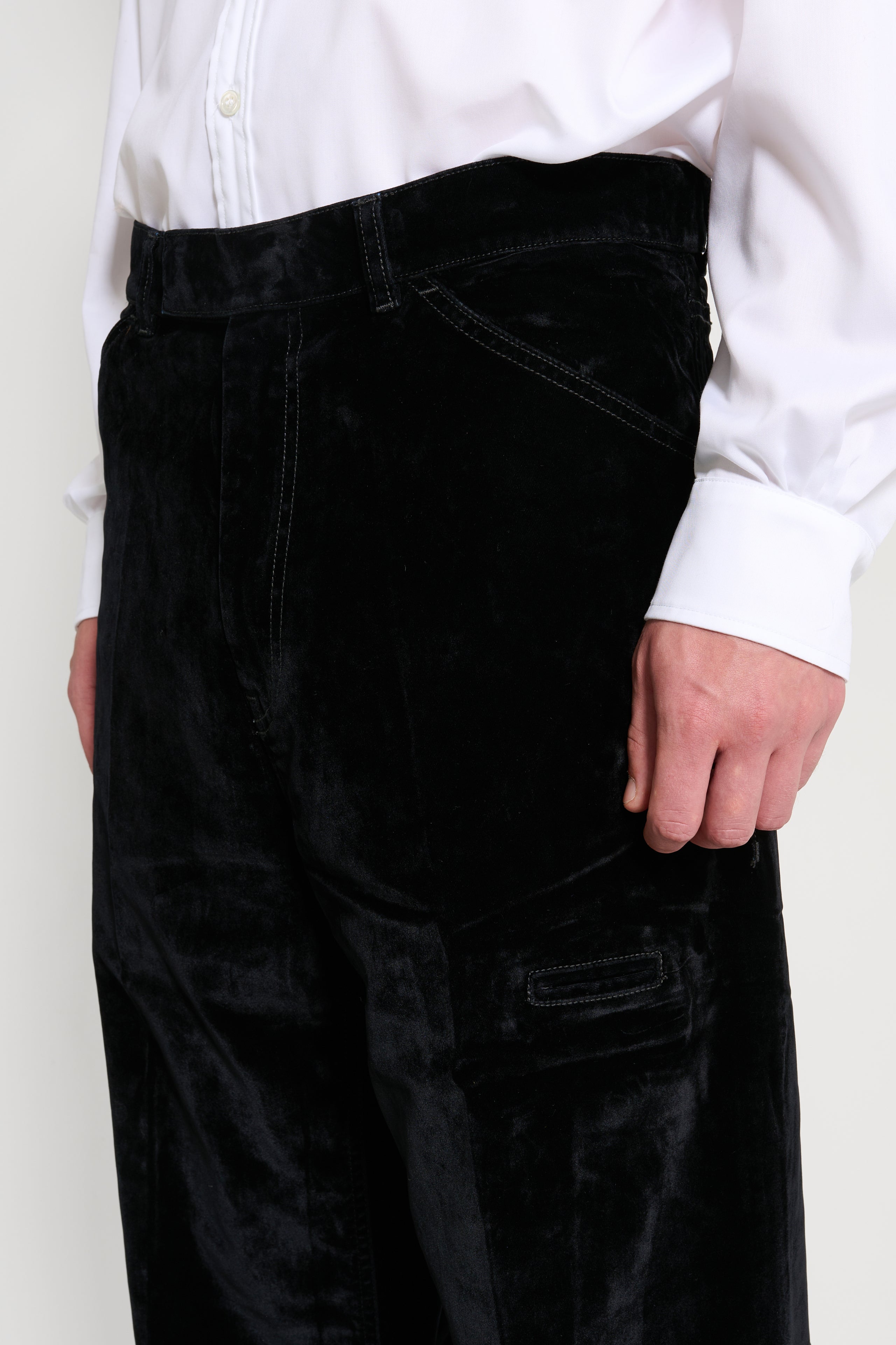 Random Identities Velvet Denim Pants Black