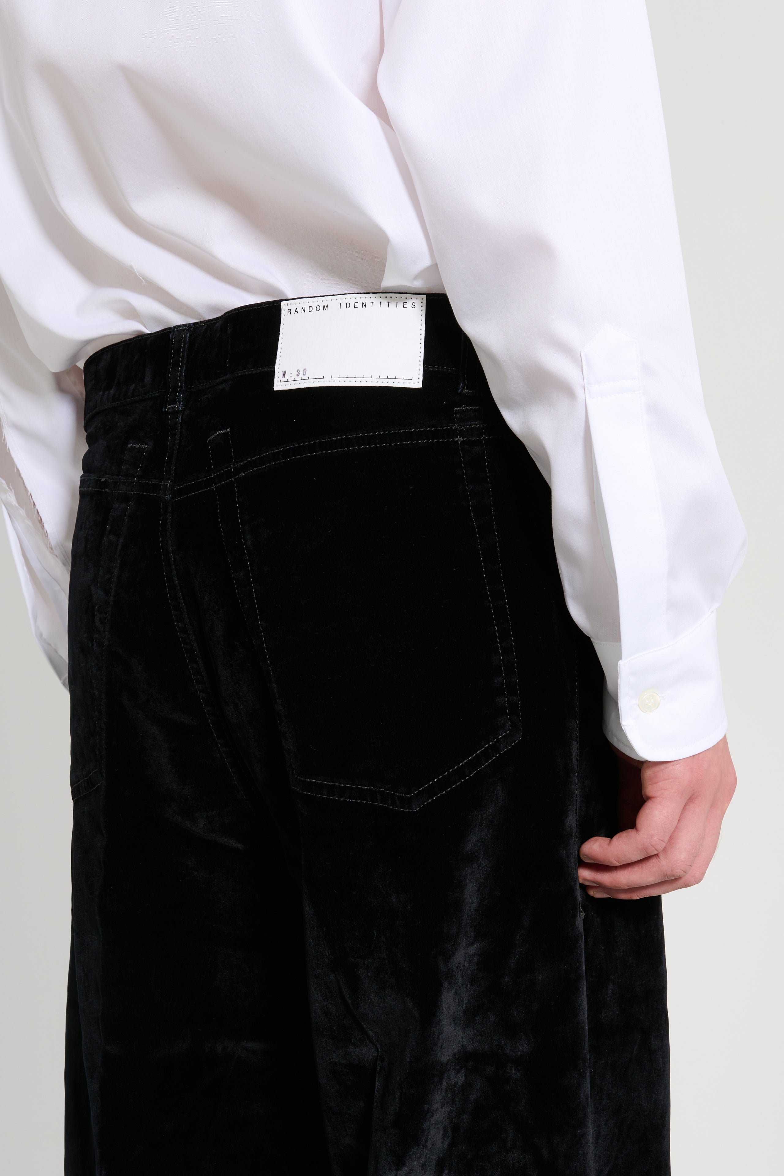 Random Identities Velvet Denim Pants Black