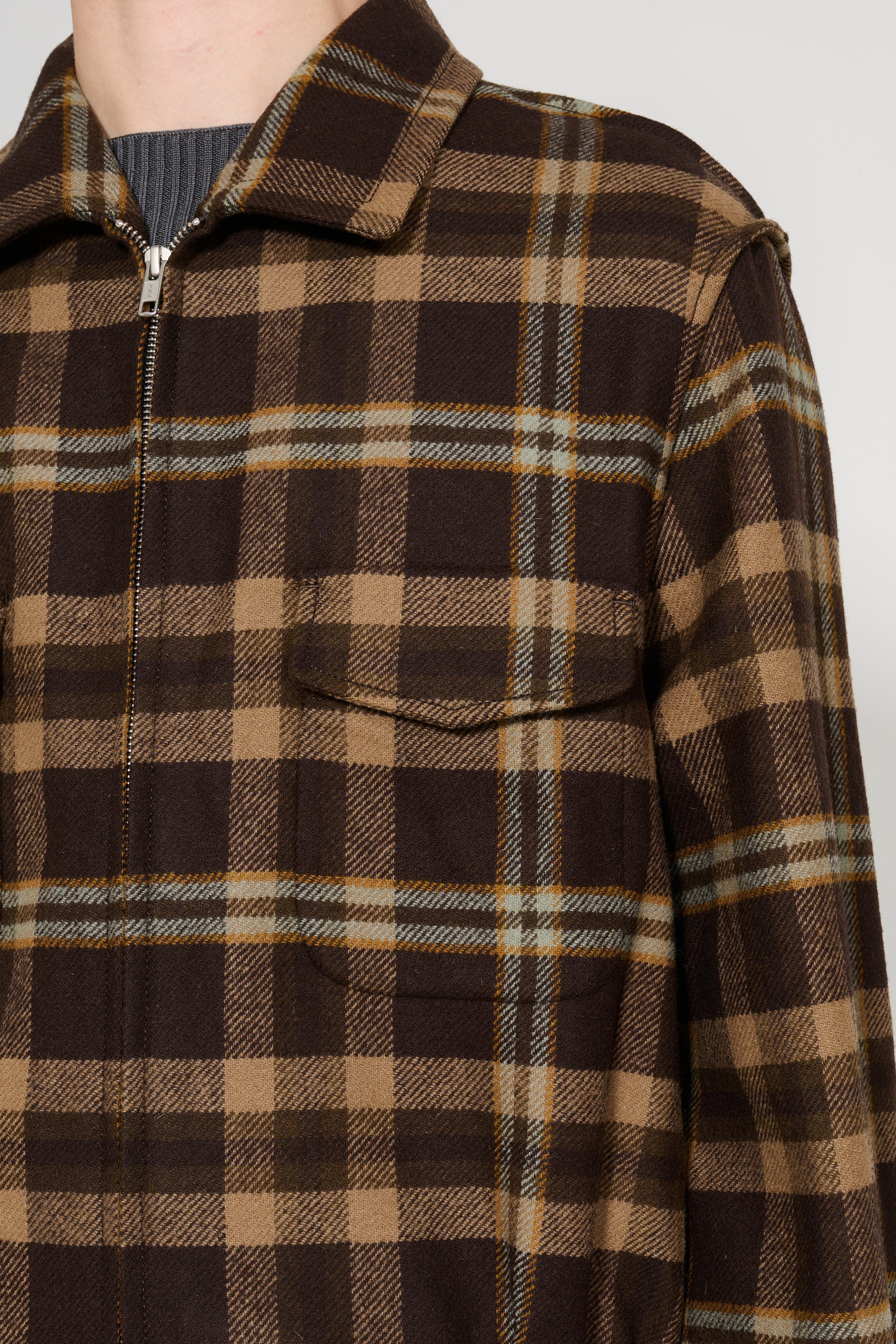 Random Identities Tartan Simmo Vintage Zip Up Blouson Brown