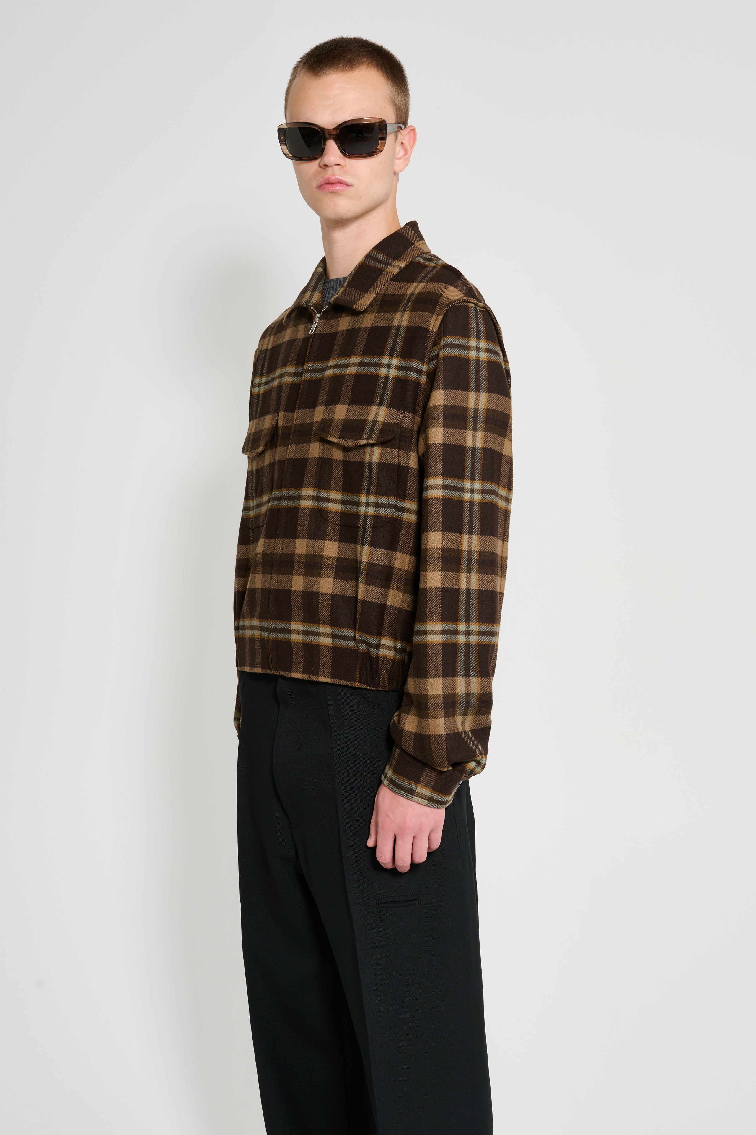 Random Identities Tartan Simmo Vintage Zip Up Blouson Brown