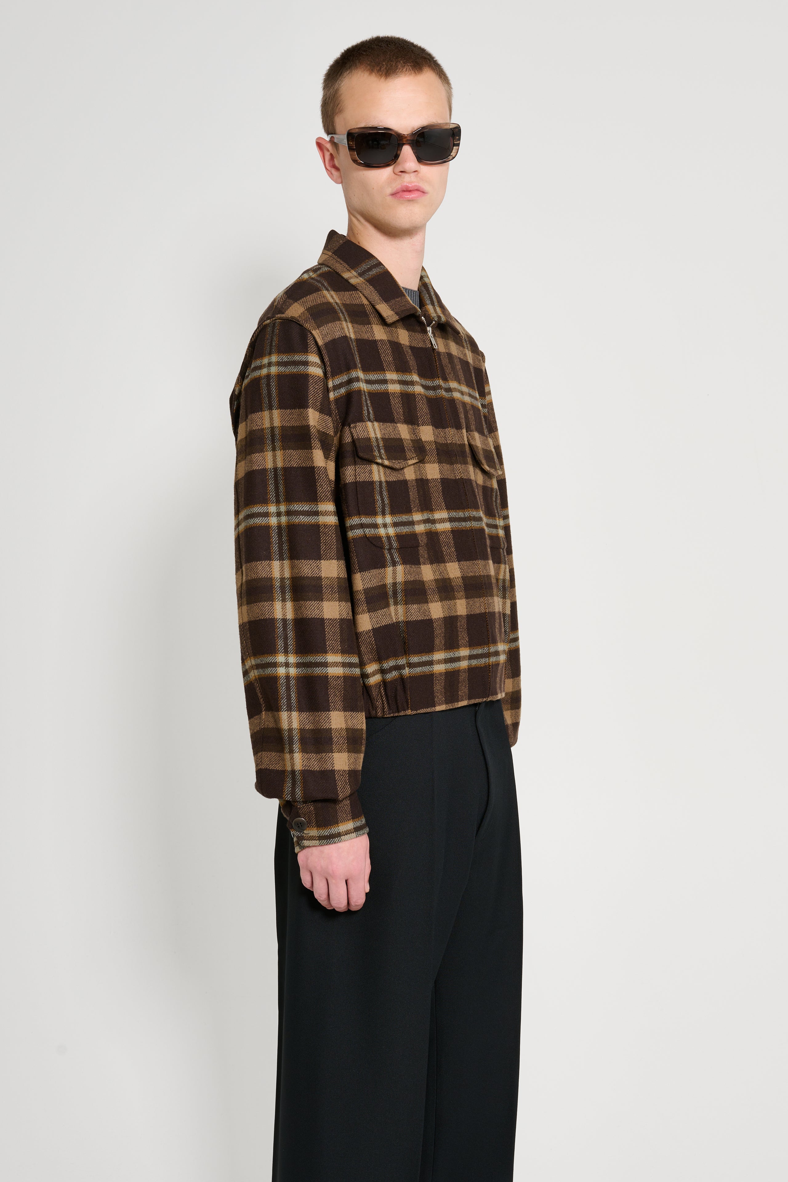 Random Identities Tartan Simmo Vintage Zip Up Blouson Brown