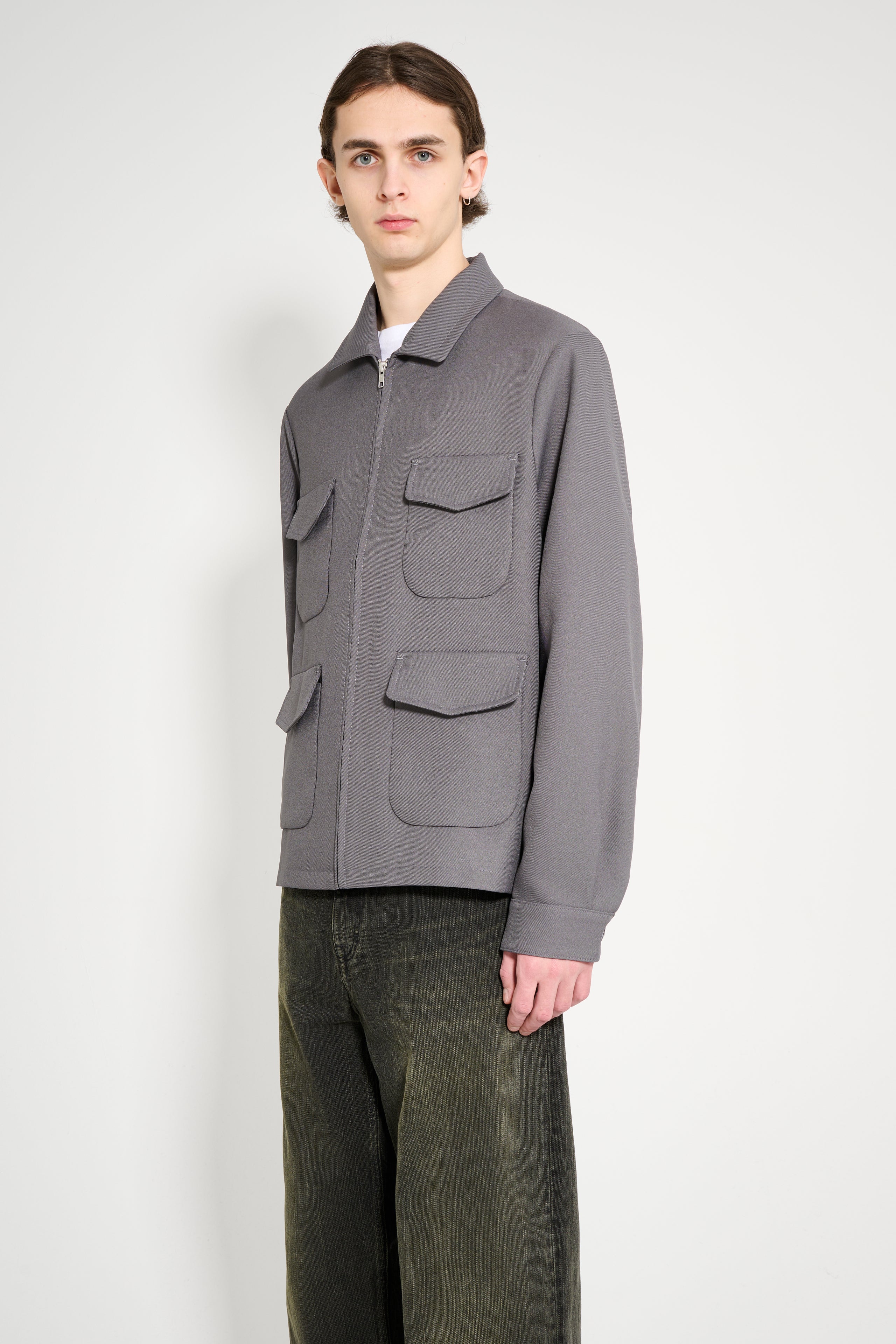 Random Identities Twill Long Jacket Grey