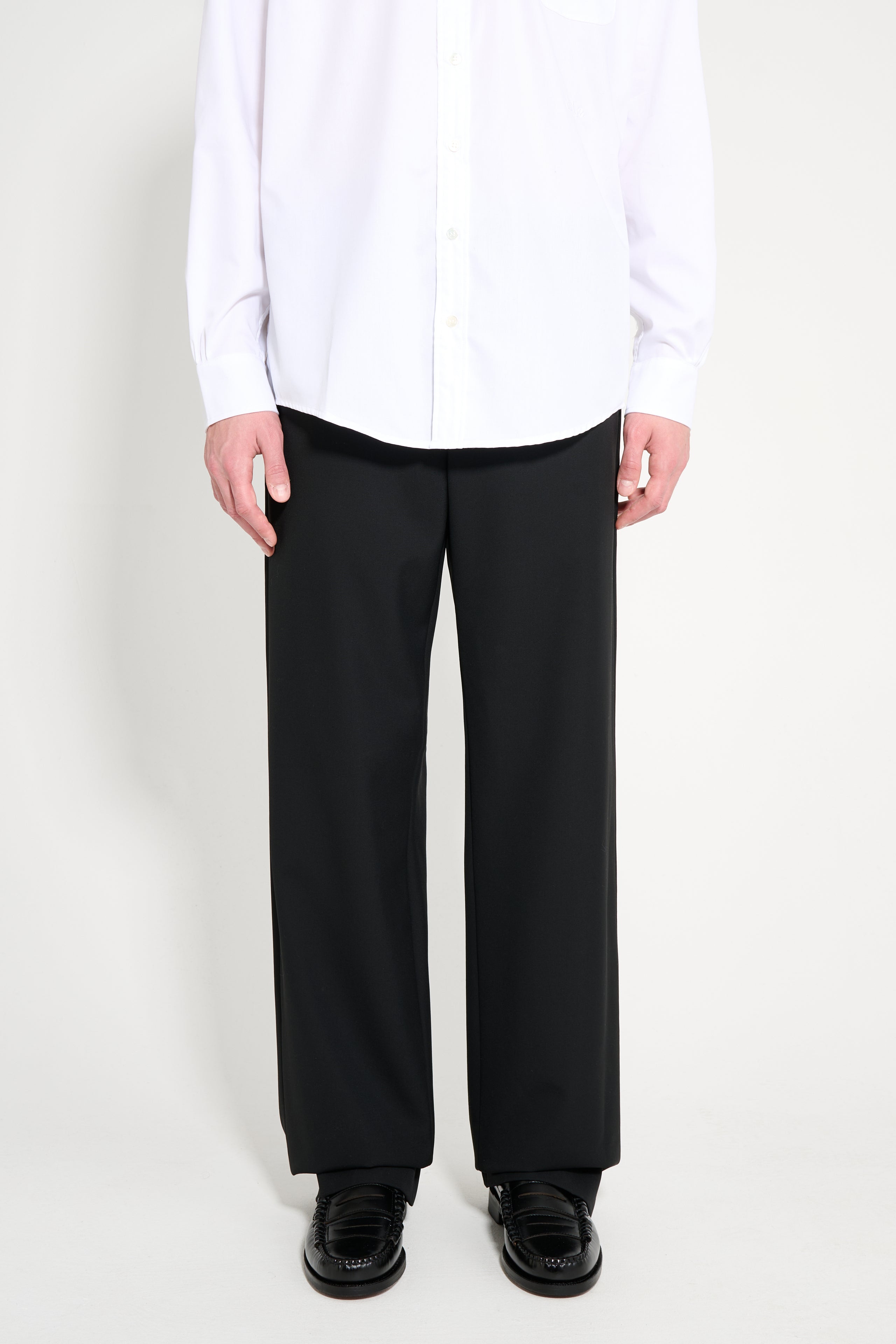 RIER Popeline Wool Trousers Black