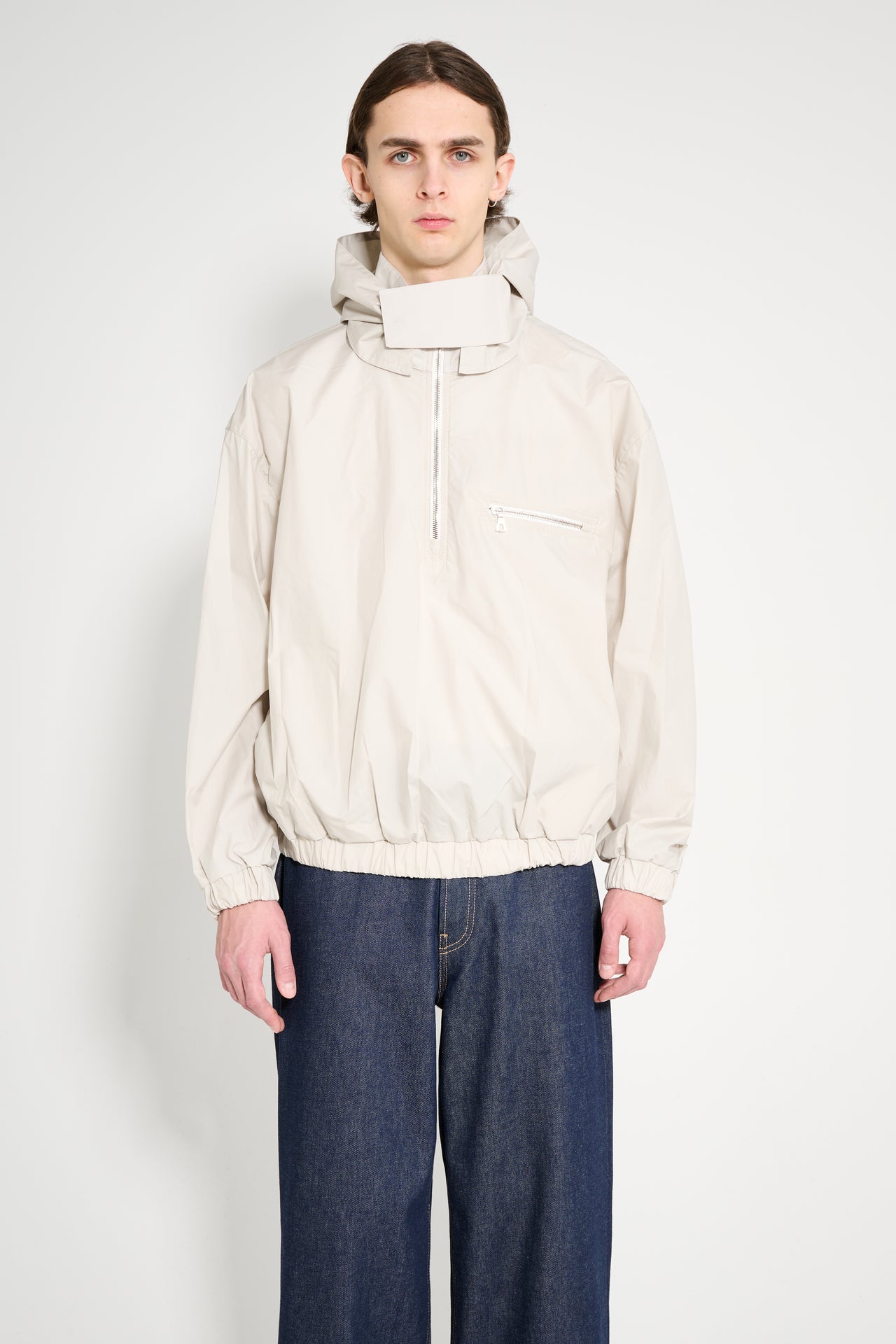 RIER Waxed Popeline Windbreaker Chalk