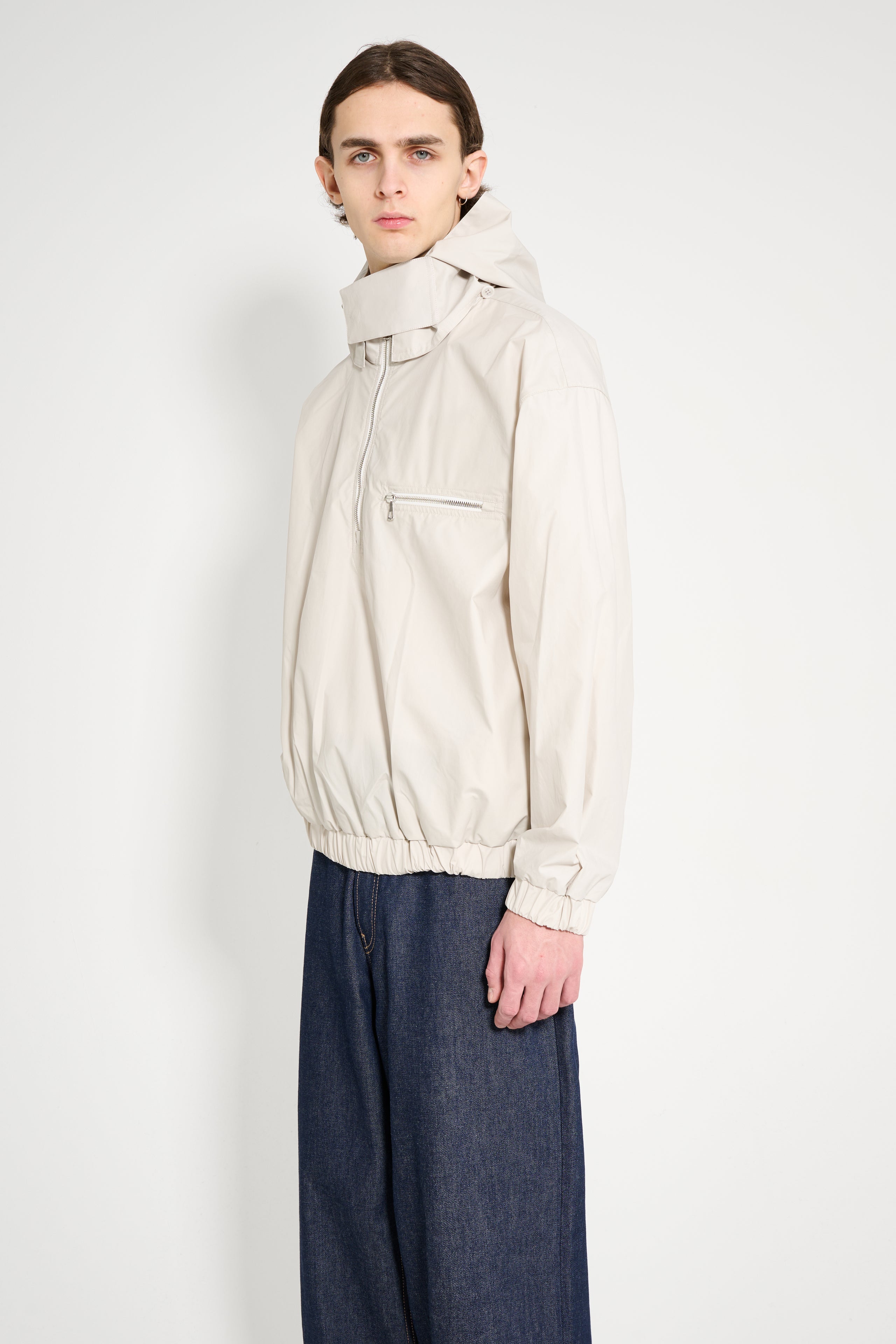 RIER Waxed Popeline Windbreaker Chalk