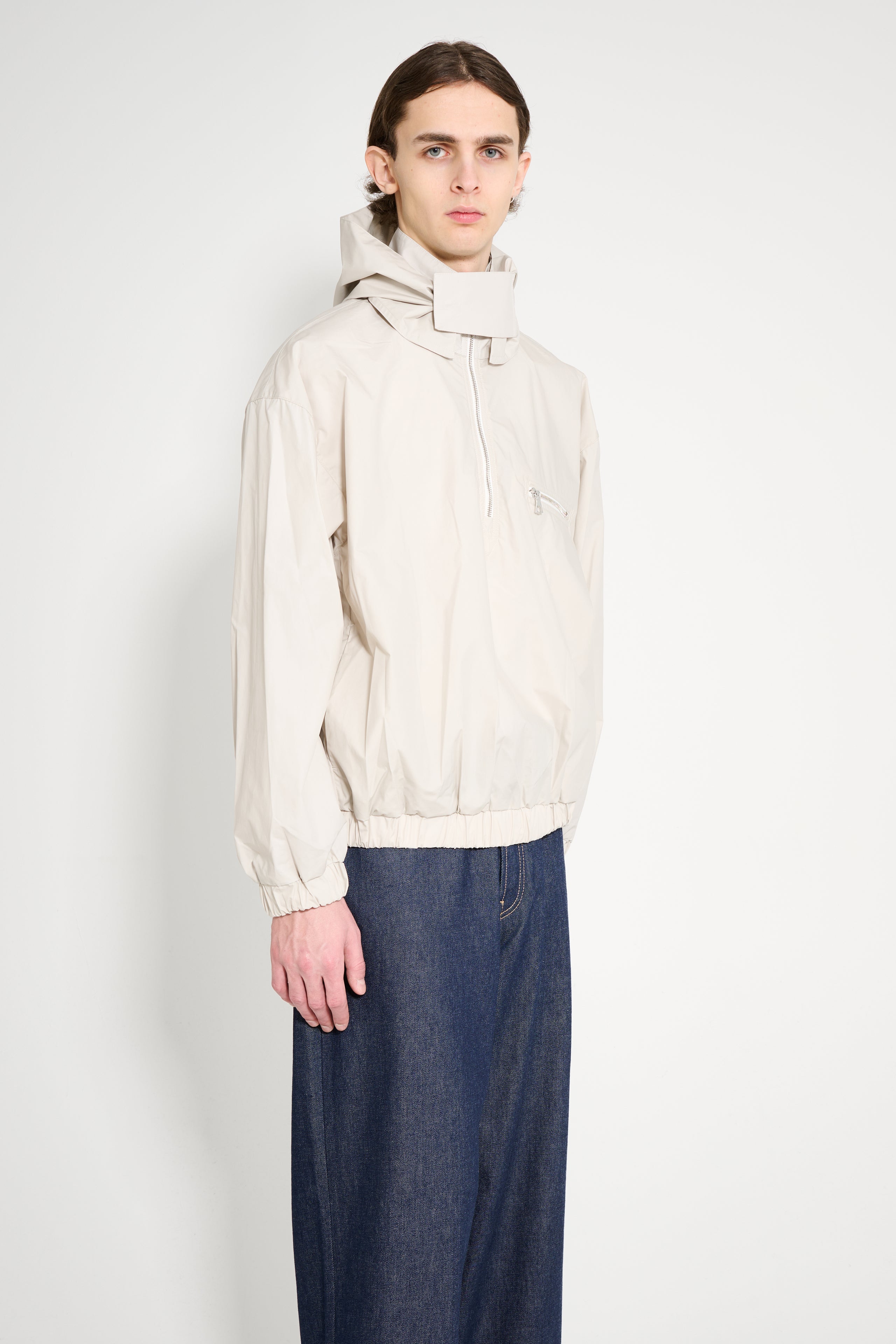 RIER Waxed Popeline Windbreaker Chalk