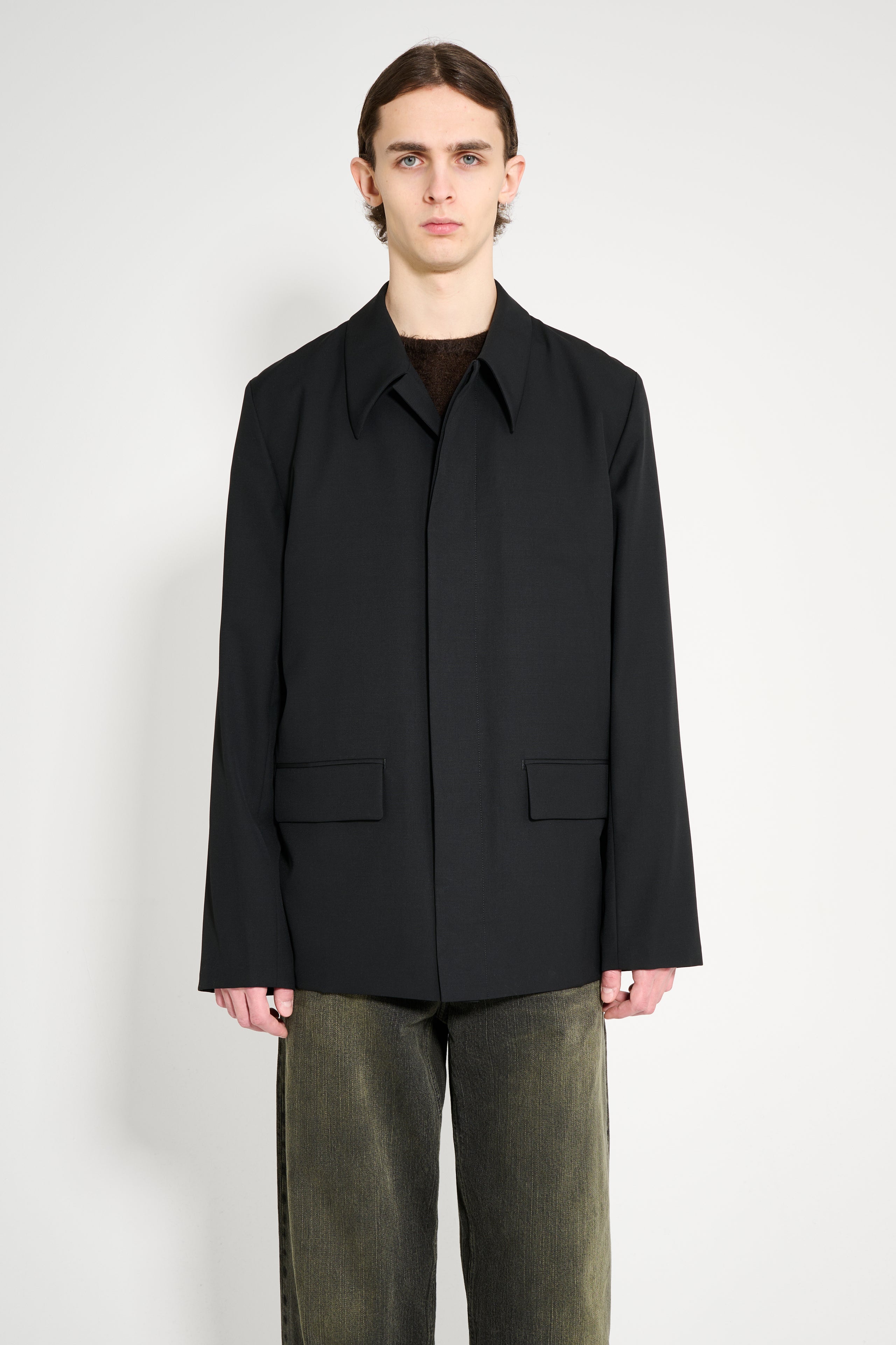 RIER Popeline Wool Jacket Black