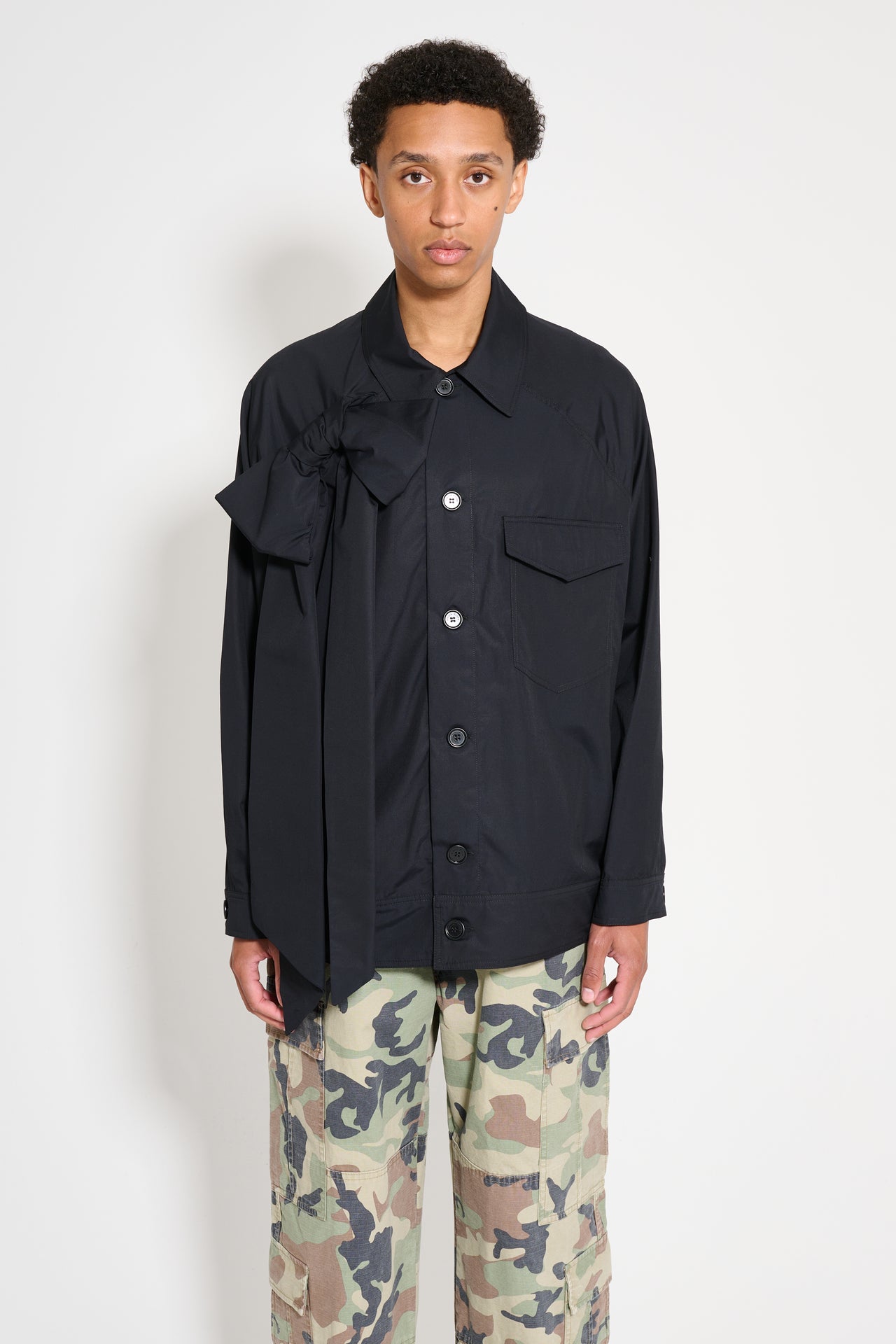 Simone Rocha Dolman Workwear Jacket With Bow Black