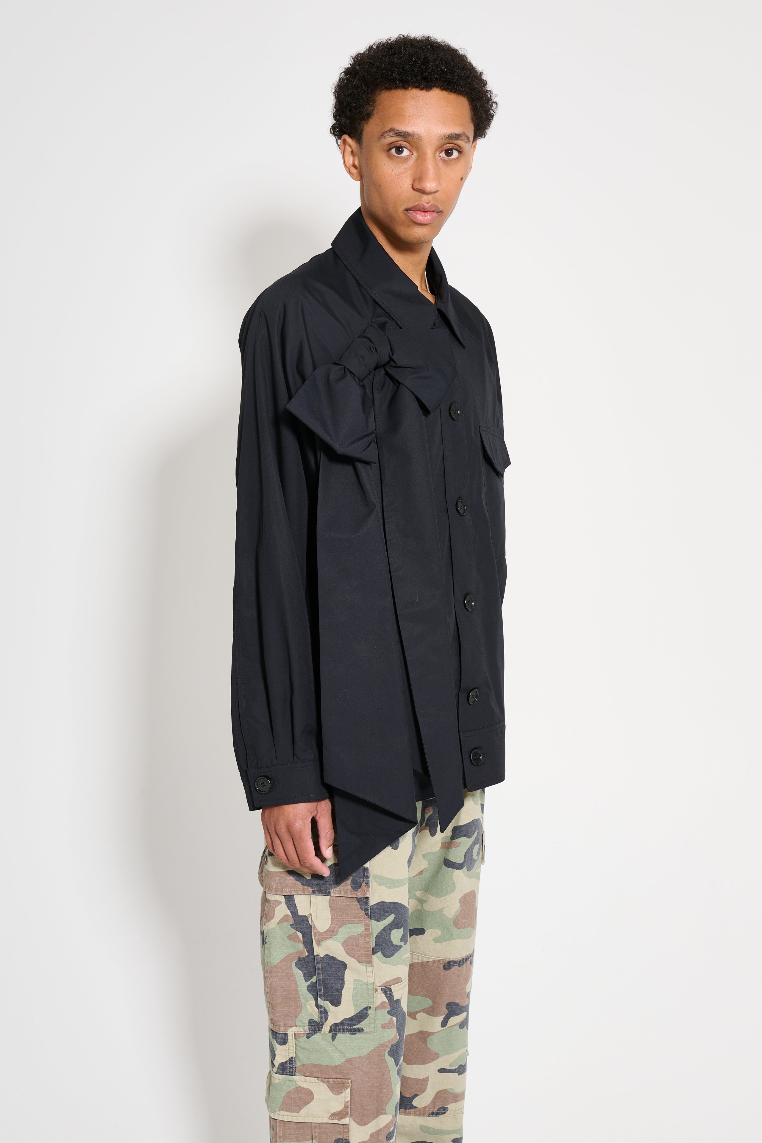 Simone Rocha Dolman Workwear Jacket With Bow Black
