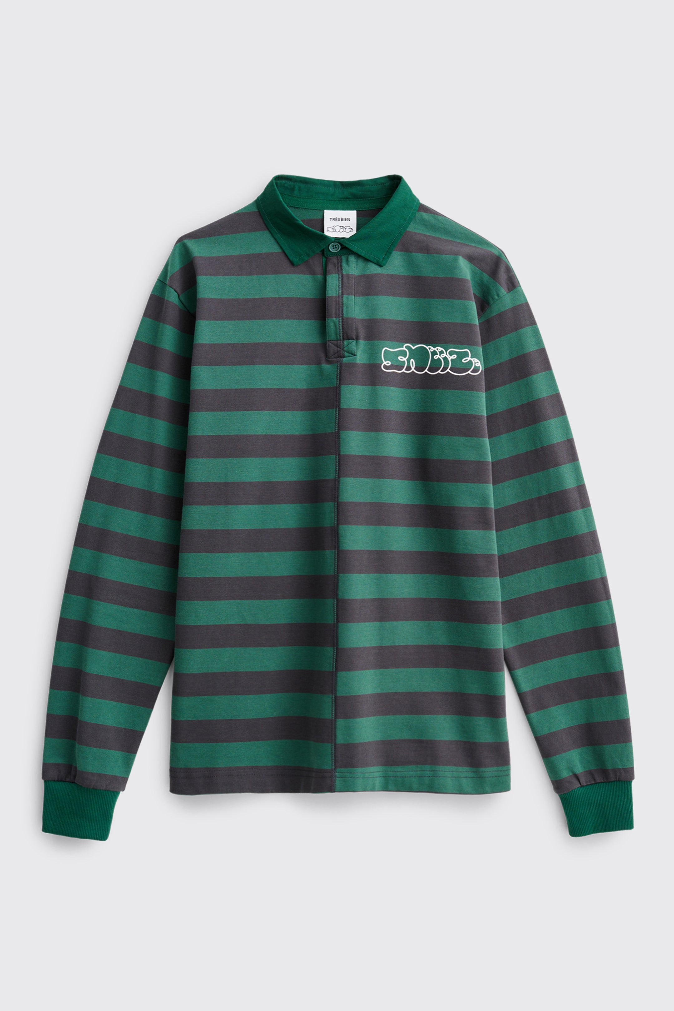 Très Bien / Sneeze Offset Rugby Sweater Dark Navy / Bottle Green