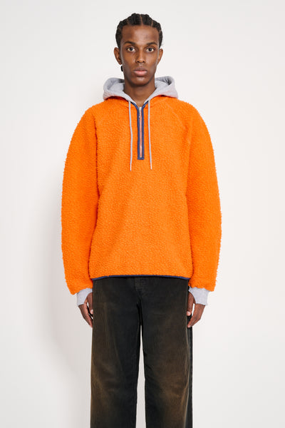 H/WOOLCASHMEREMELTONJACKETオレンジSサイズ(M相当) Orange Safety Full Zip High Vis - Thick Fleece Hooded Sweatshirt
