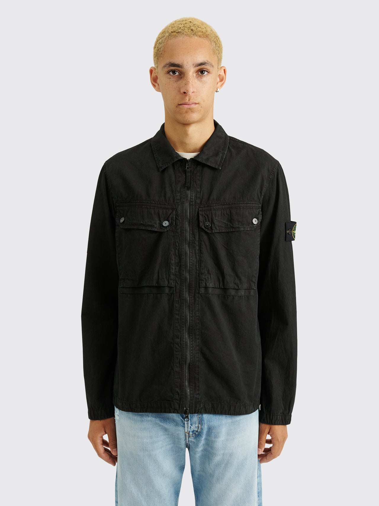 Stone Island GD Cotton Zip Overshirt Black