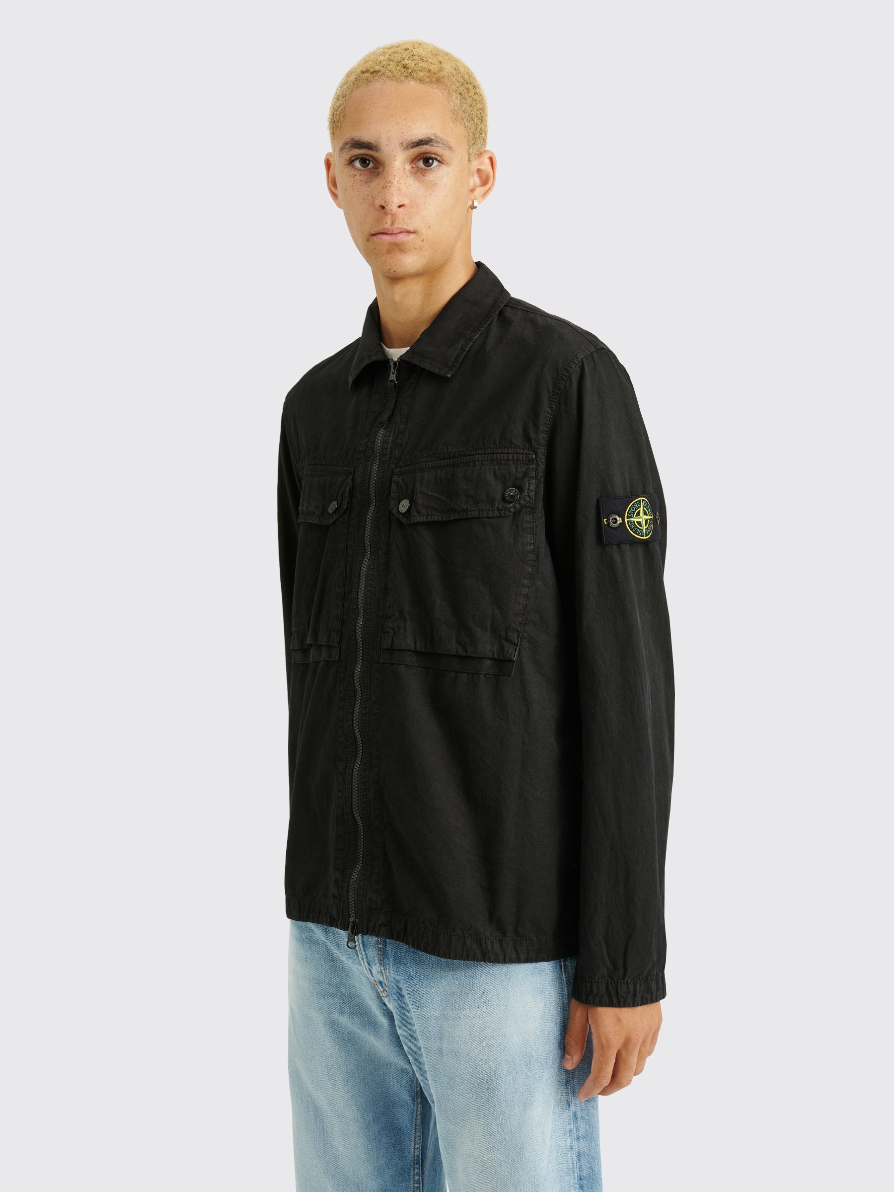 Stone Island GD Cotton Zip Overshirt Black