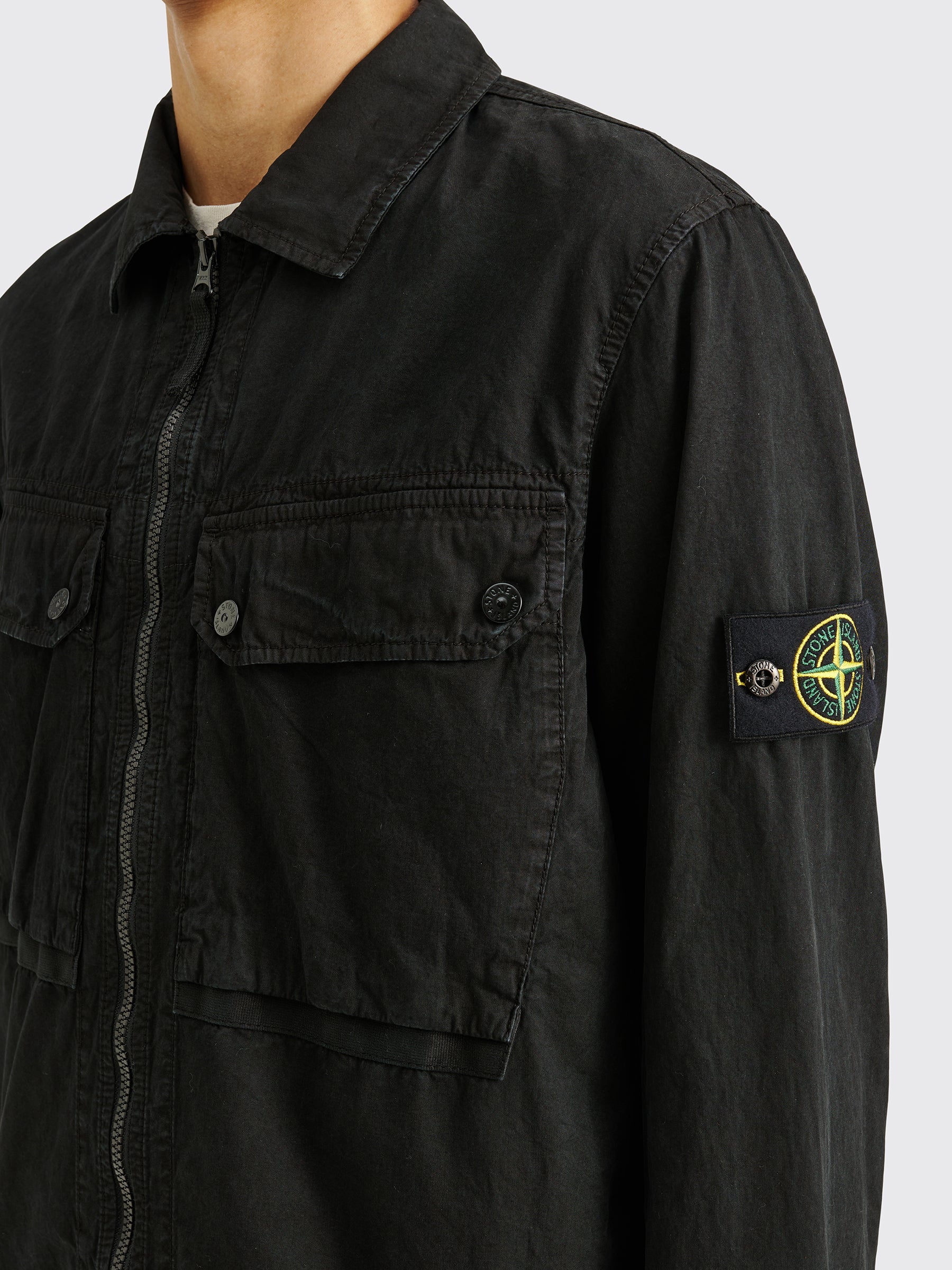 Stone Island GD Cotton Zip Overshirt Black