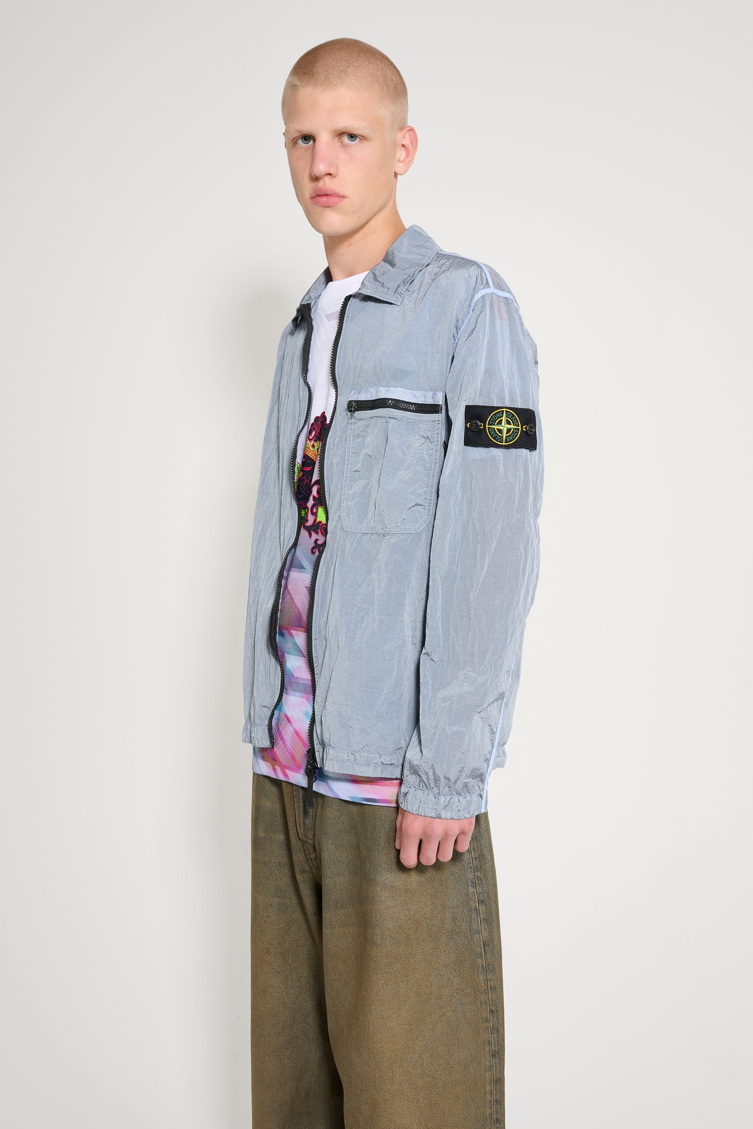 Stone Island Metal Nylon Overshirt Sky Blue