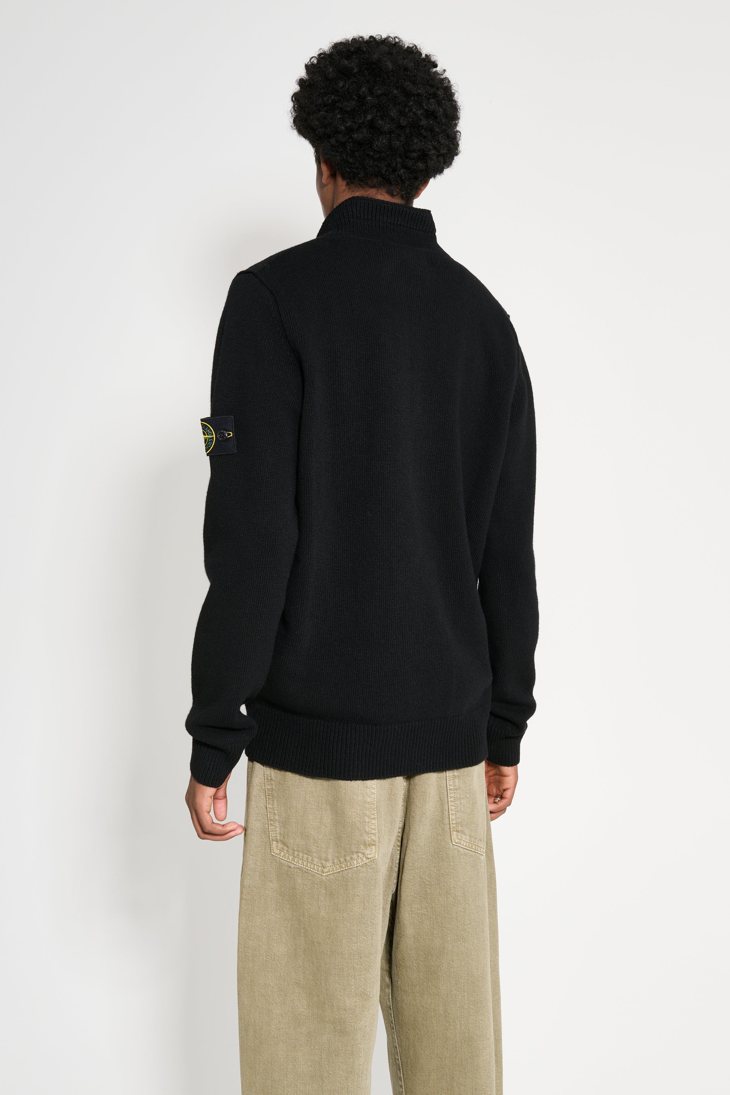 Stone Island Half Button Up Knit Sweater Black