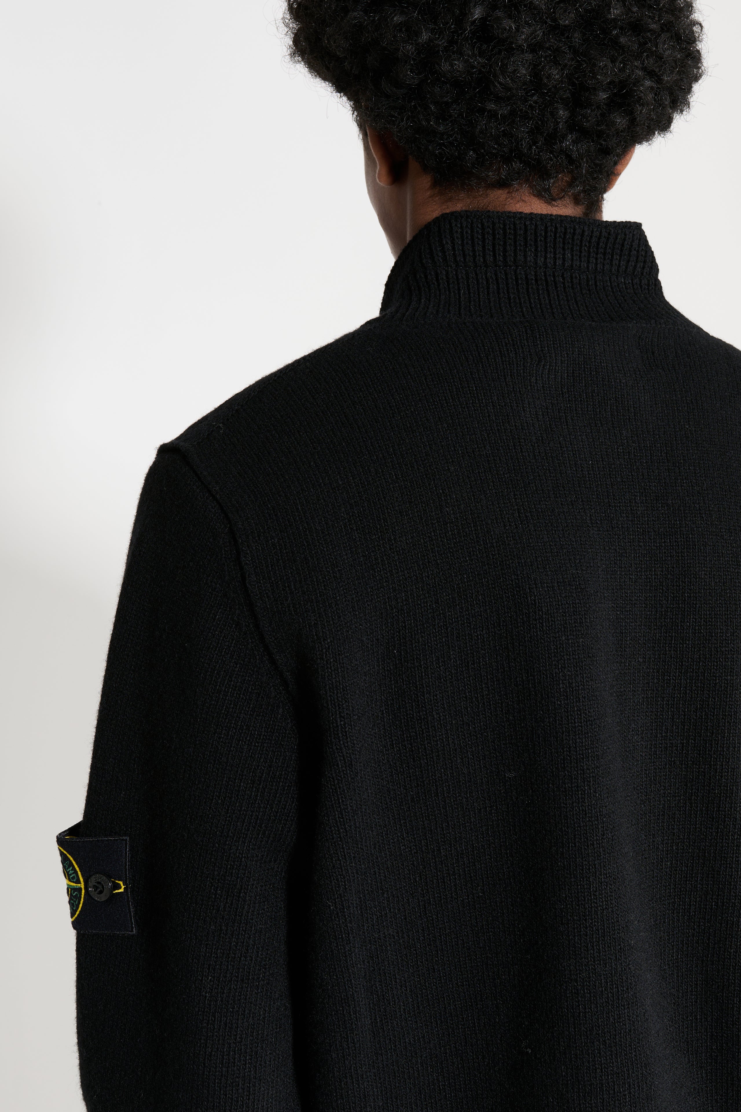 Stone Island Half Button Up Knit Sweater Black