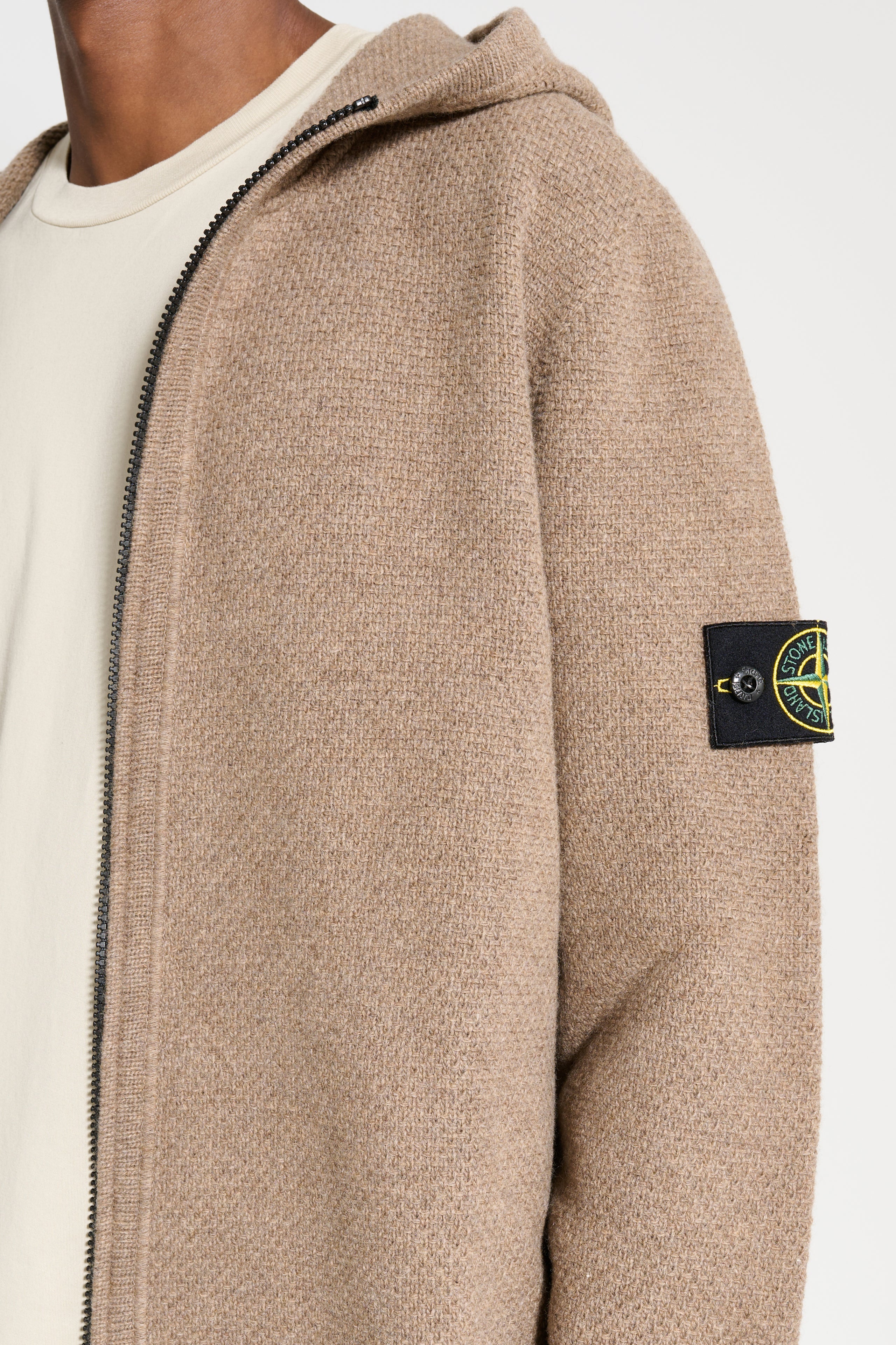 Stone Island Hooded Full Zip Cardigan Walnut