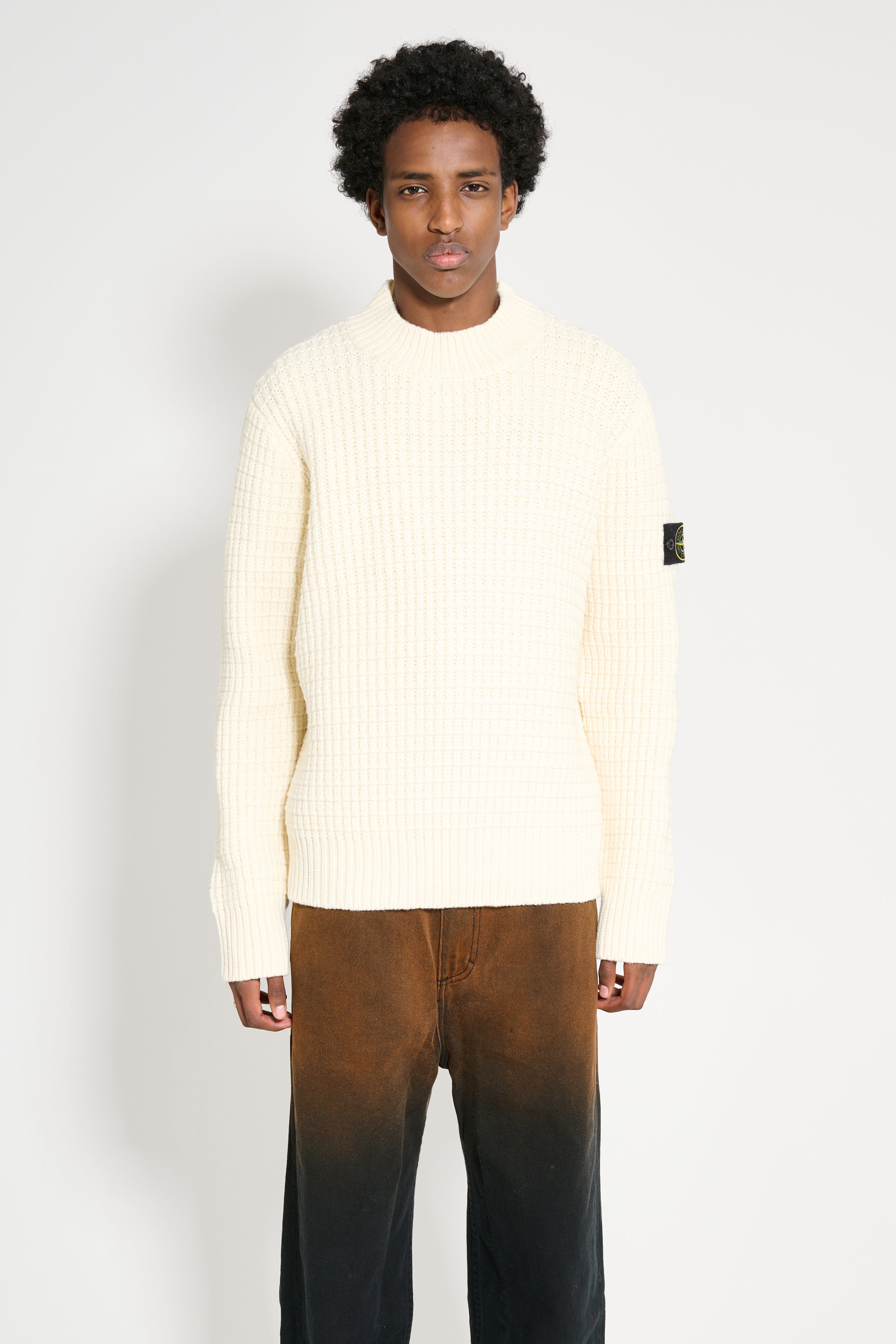 Stone Island Knitted Double Weave Sweater Natural