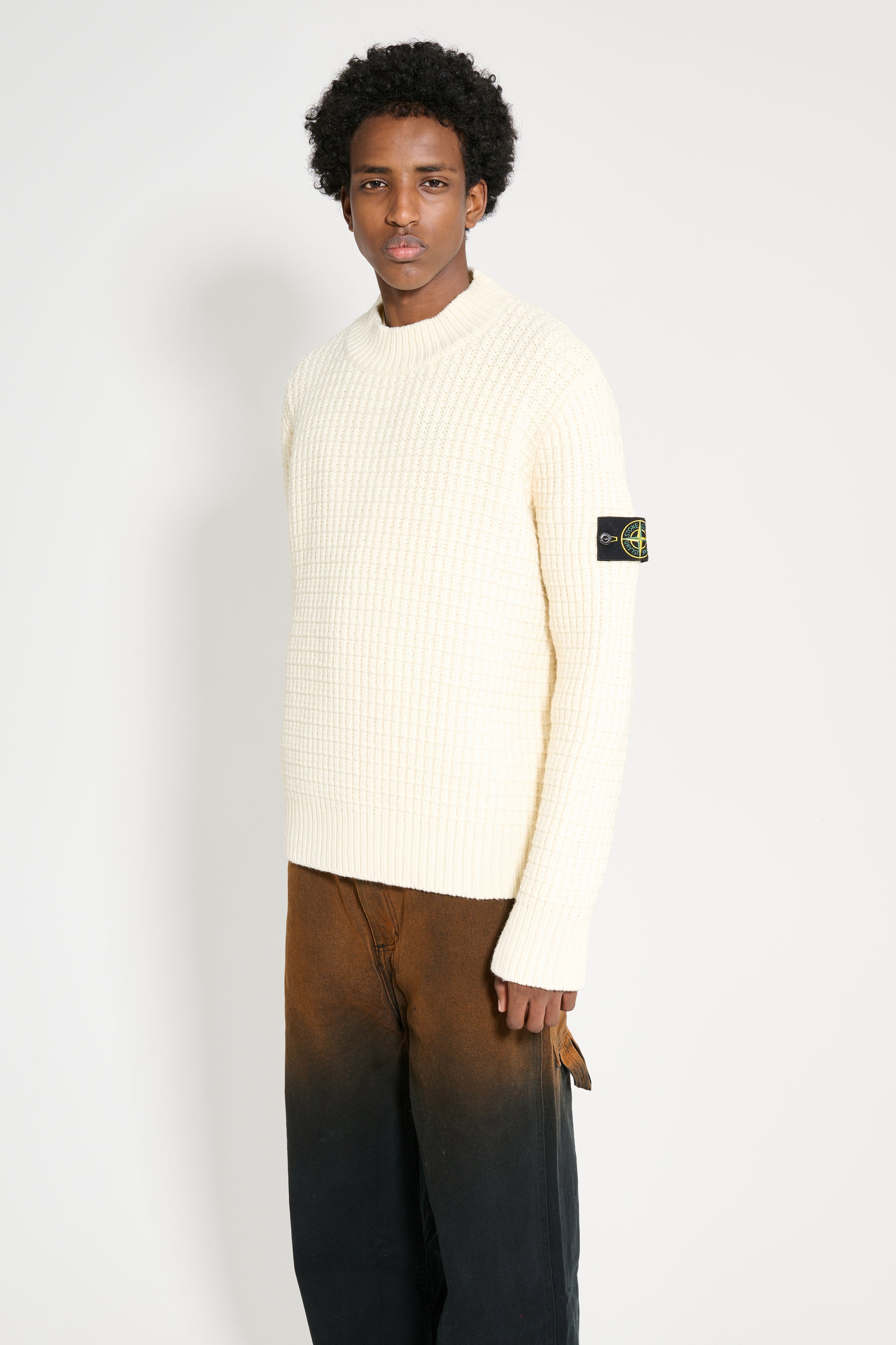 Stone Island Knitted Double Weave Sweater Natural