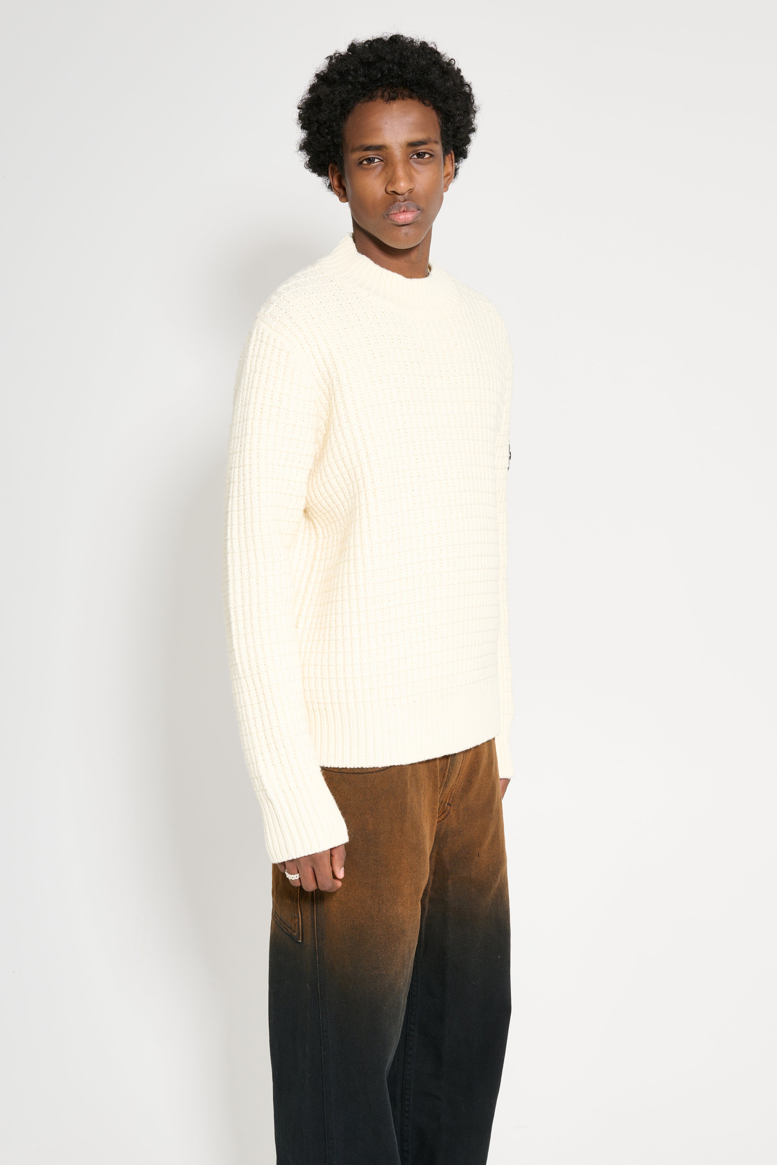 Stone Island Knitted Double Weave Sweater Natural