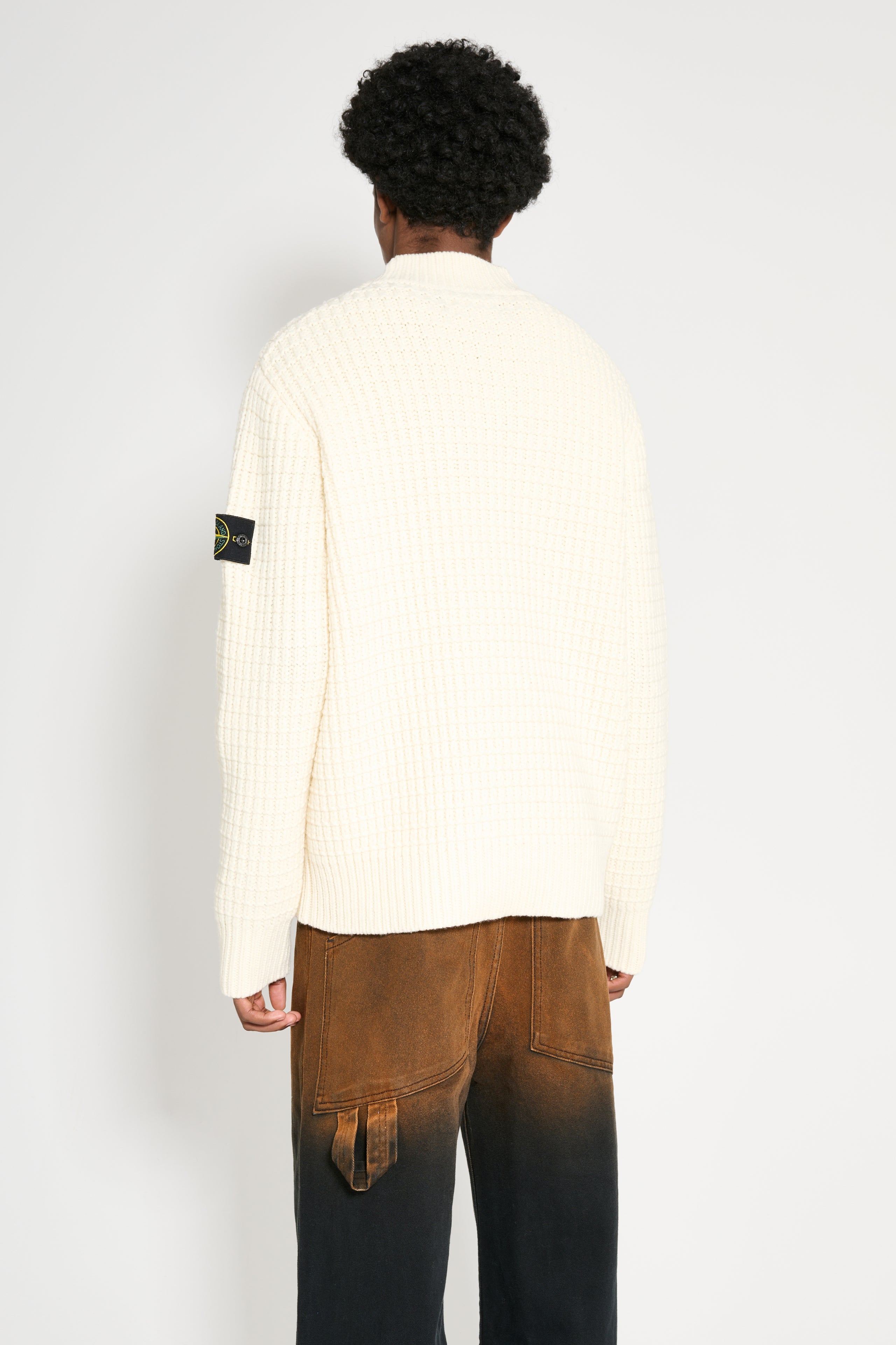 Stone Island Knitted Double Weave Sweater Natural