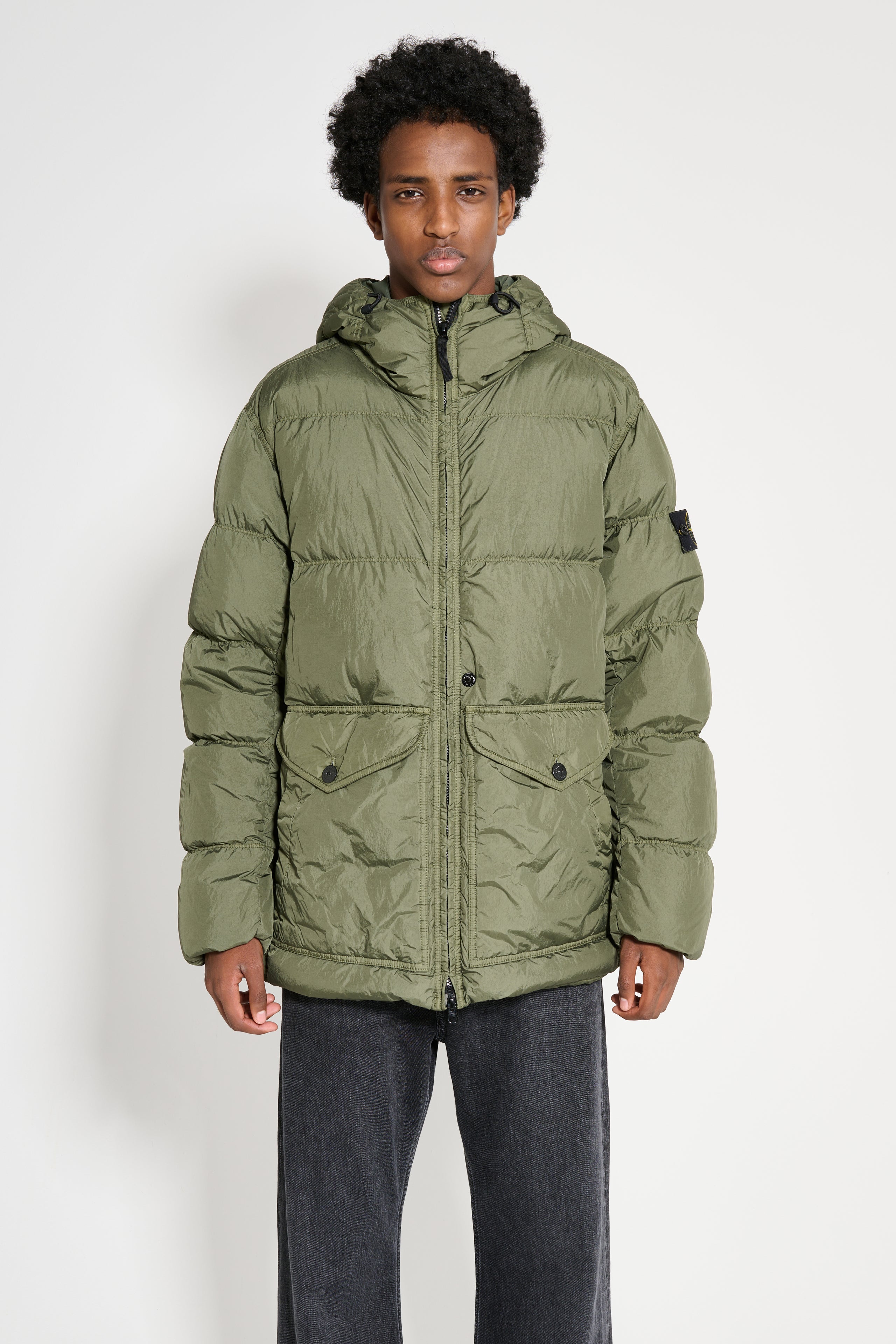 Stone Island GD Crinkle Reps Hooded Down Jacket Musk