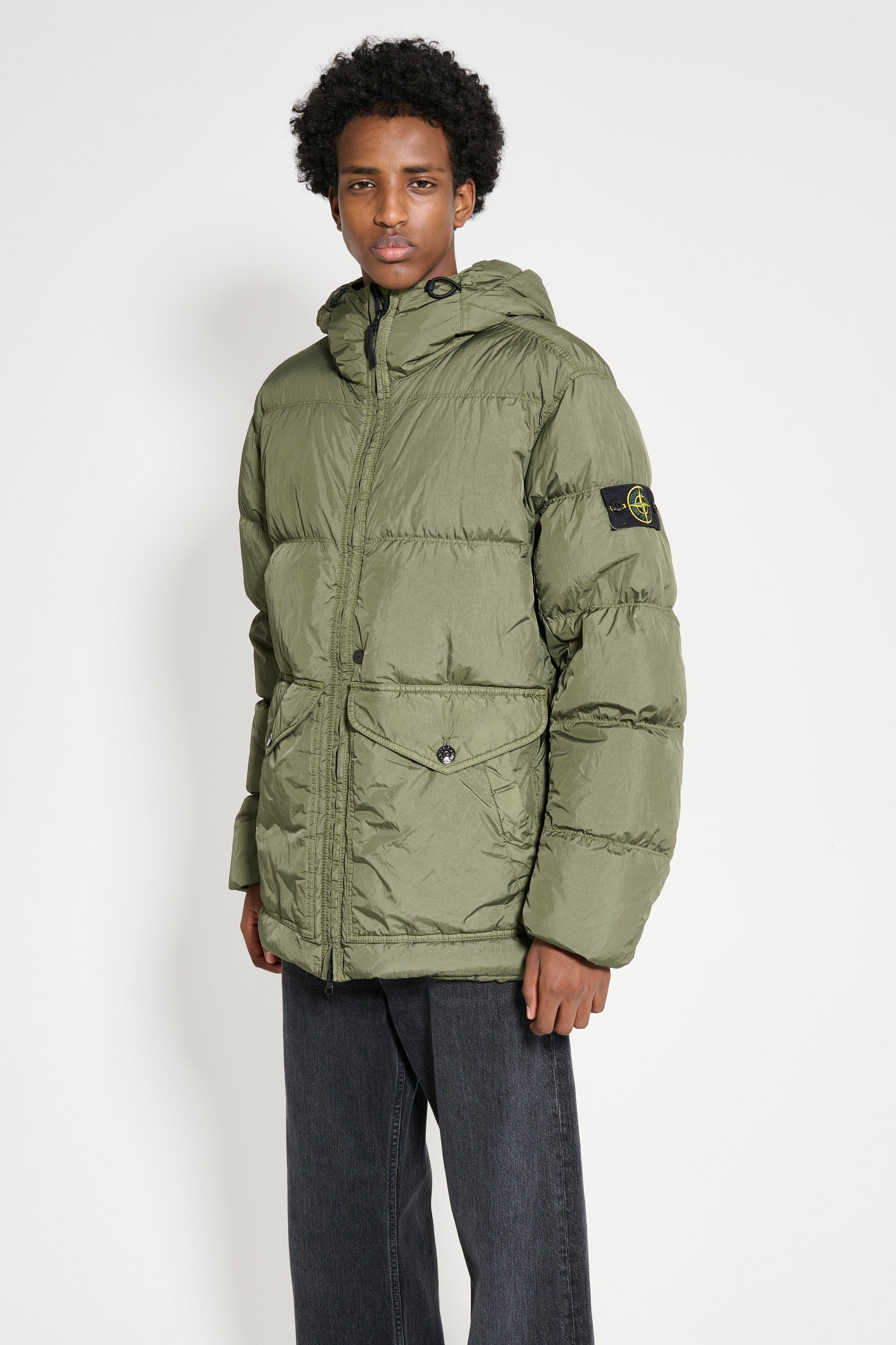 Stone Island GD Crinkle Reps Hooded Down Jacket Musk