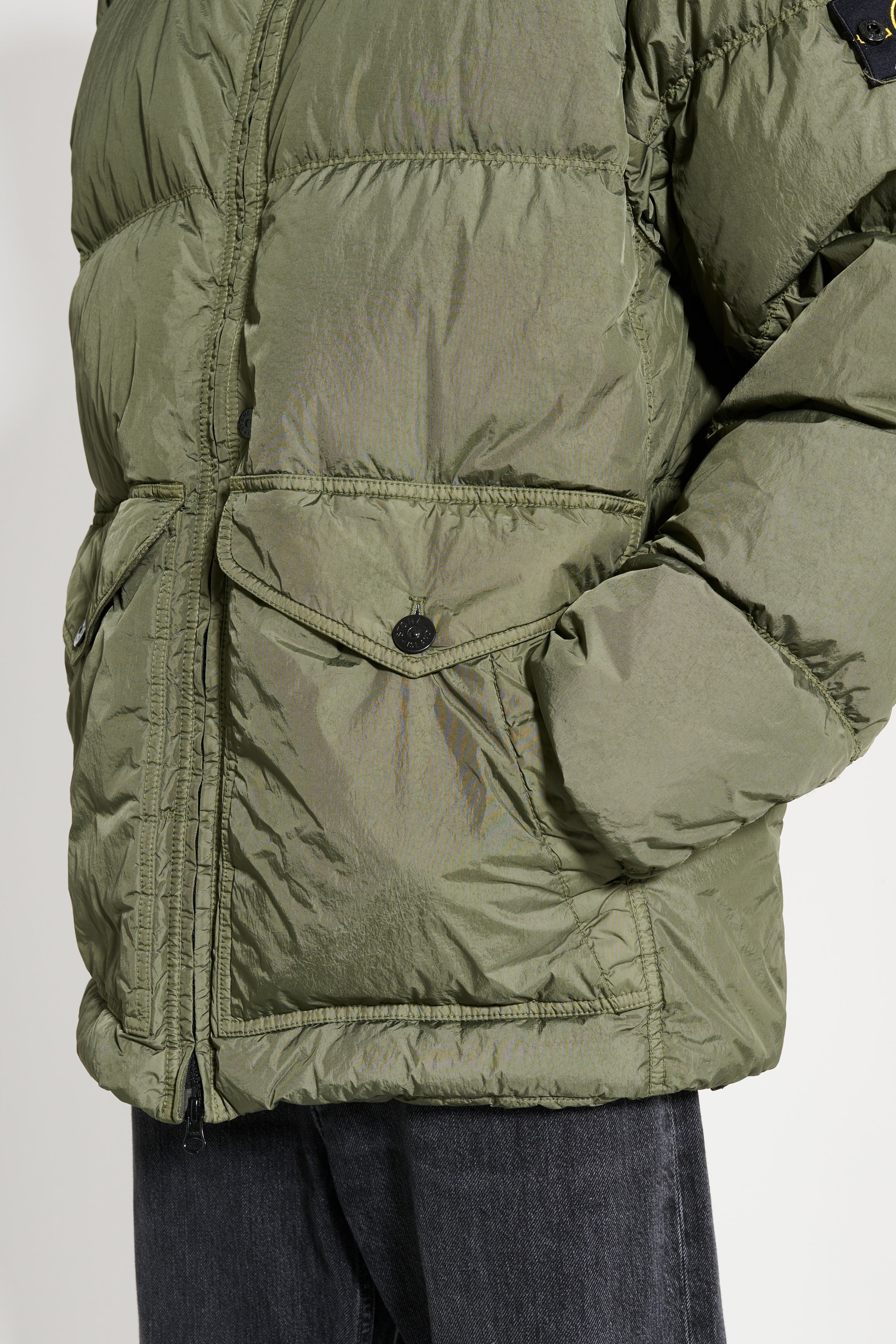 Stone Island GD Crinkle Reps Hooded Down Jacket Musk