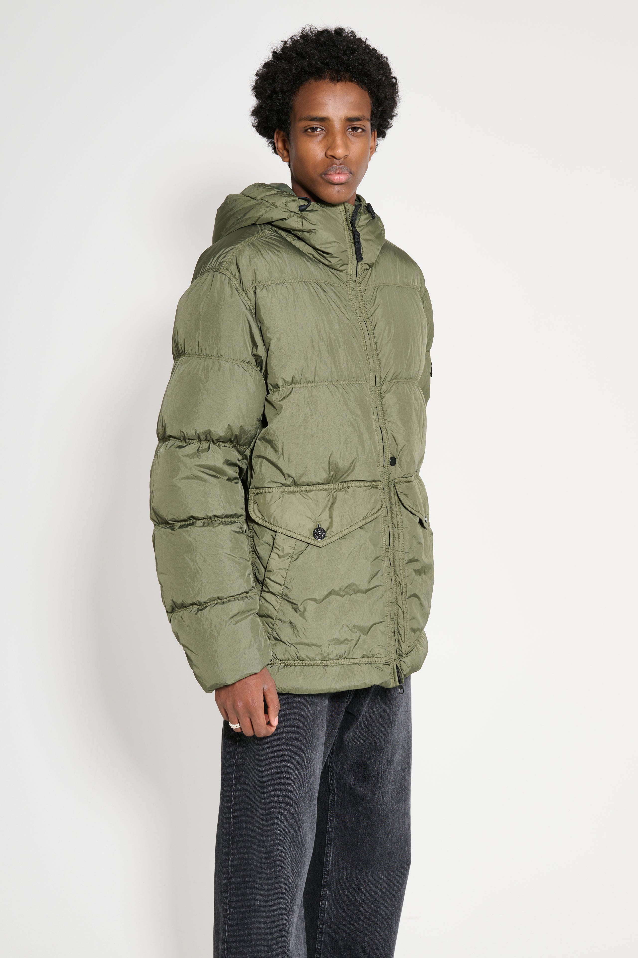 Stone Island GD Crinkle Reps Hooded Down Jacket Musk