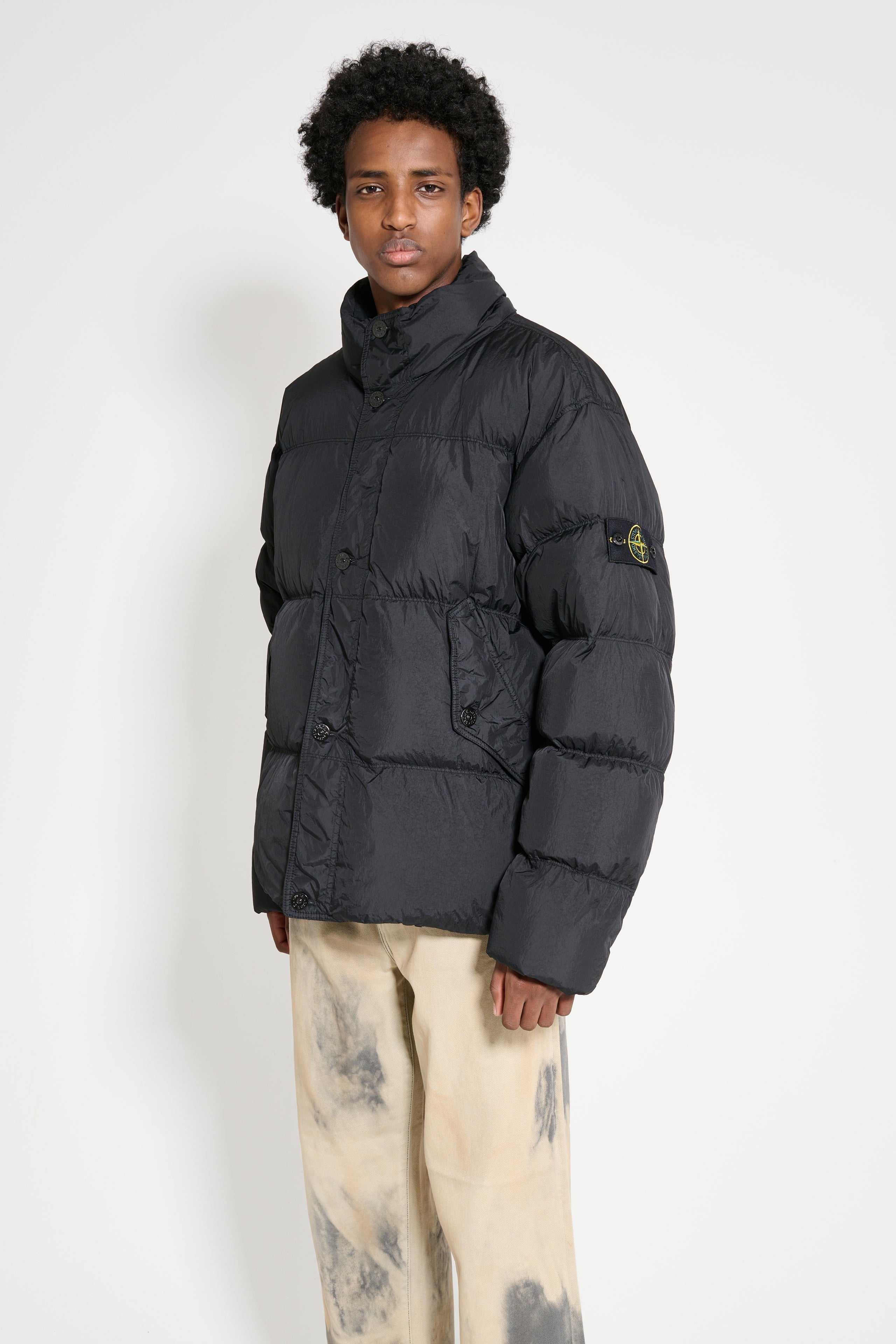 Stone Island GD Crinkle Reps Down Jacket Black