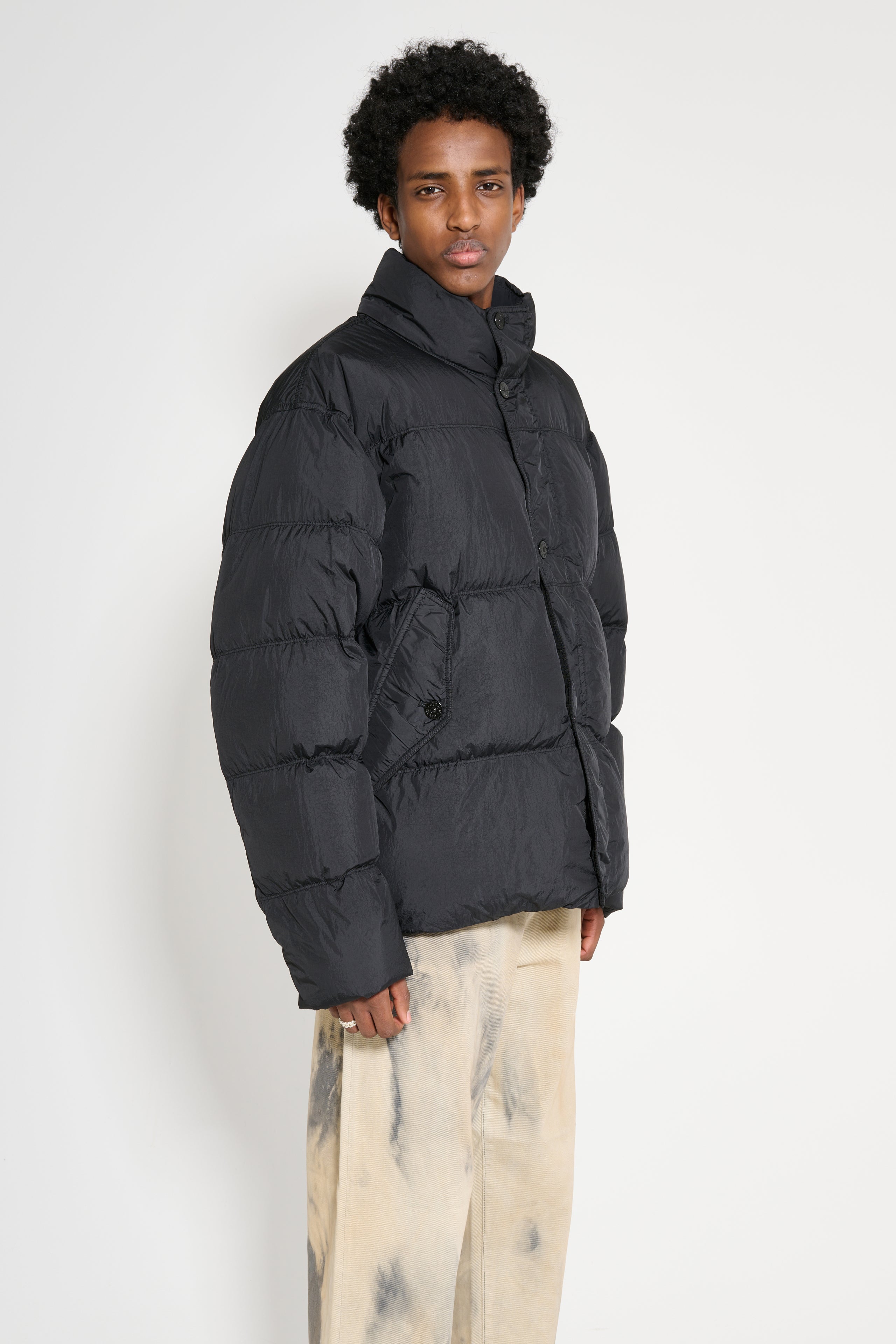 Stone Island GD Crinkle Reps Down Jacket Black