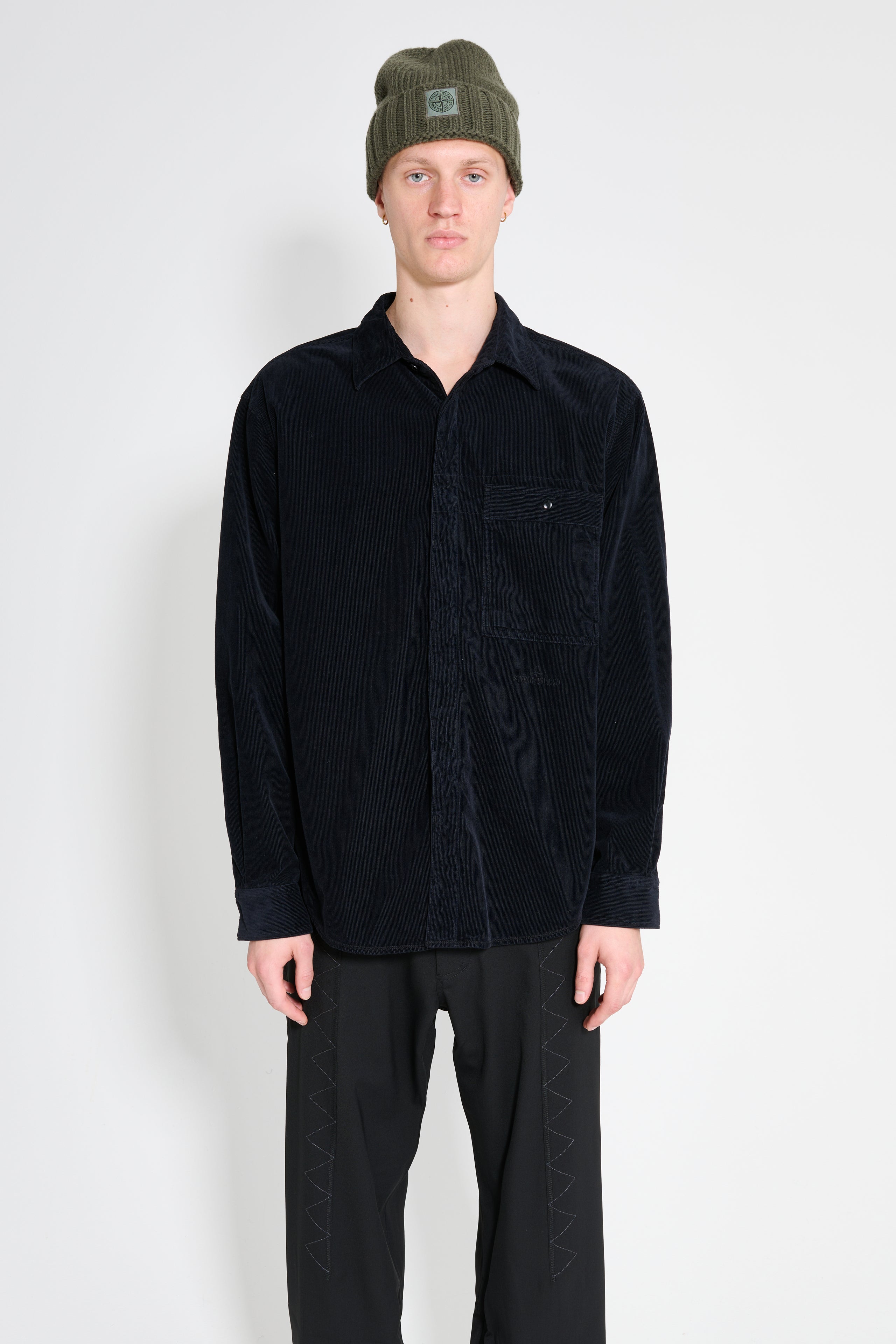 Stone Island Relaxed Fit Long Sleeve Shirt Corduroy Navy