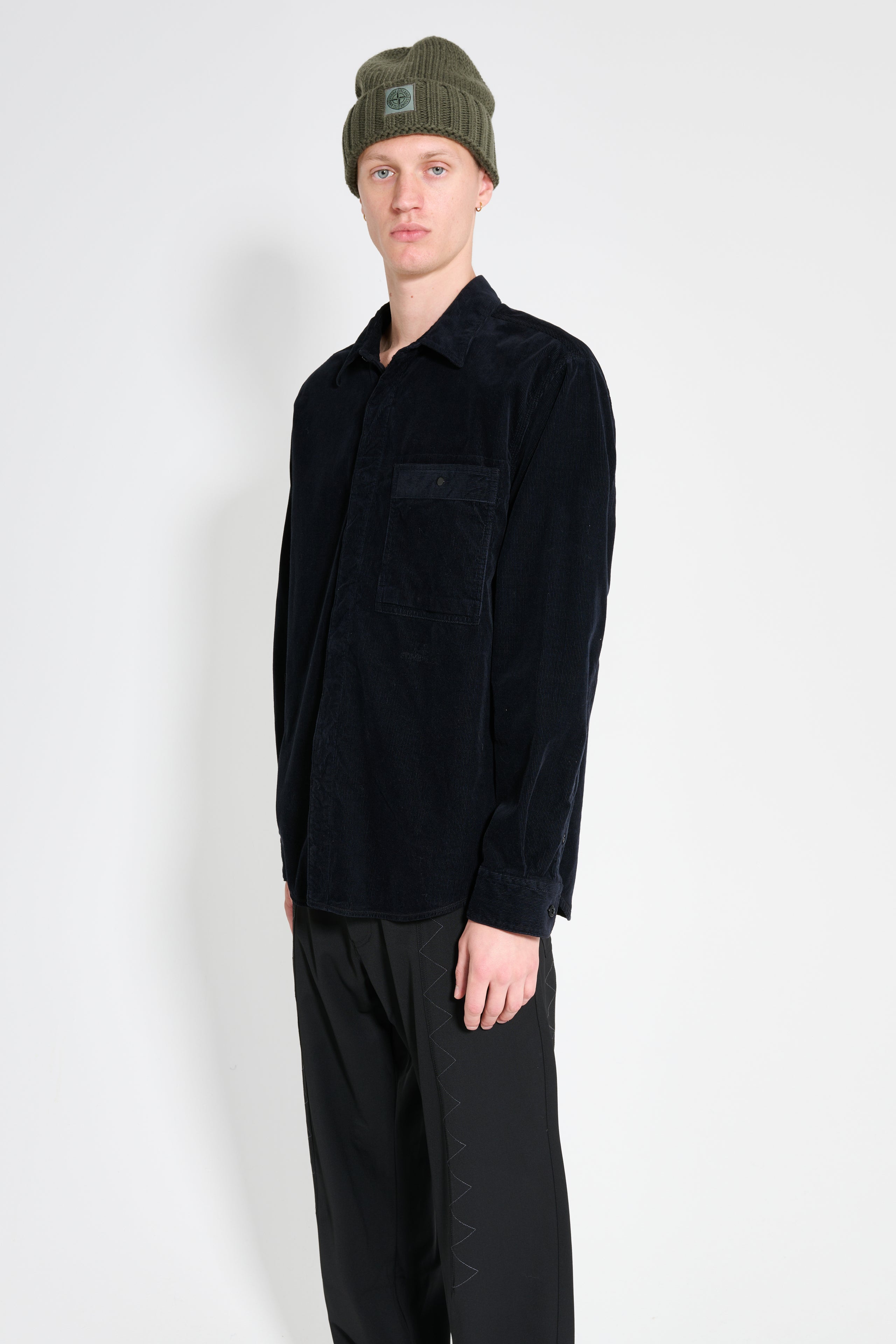 Stone Island Relaxed Fit Long Sleeve Shirt Corduroy Navy