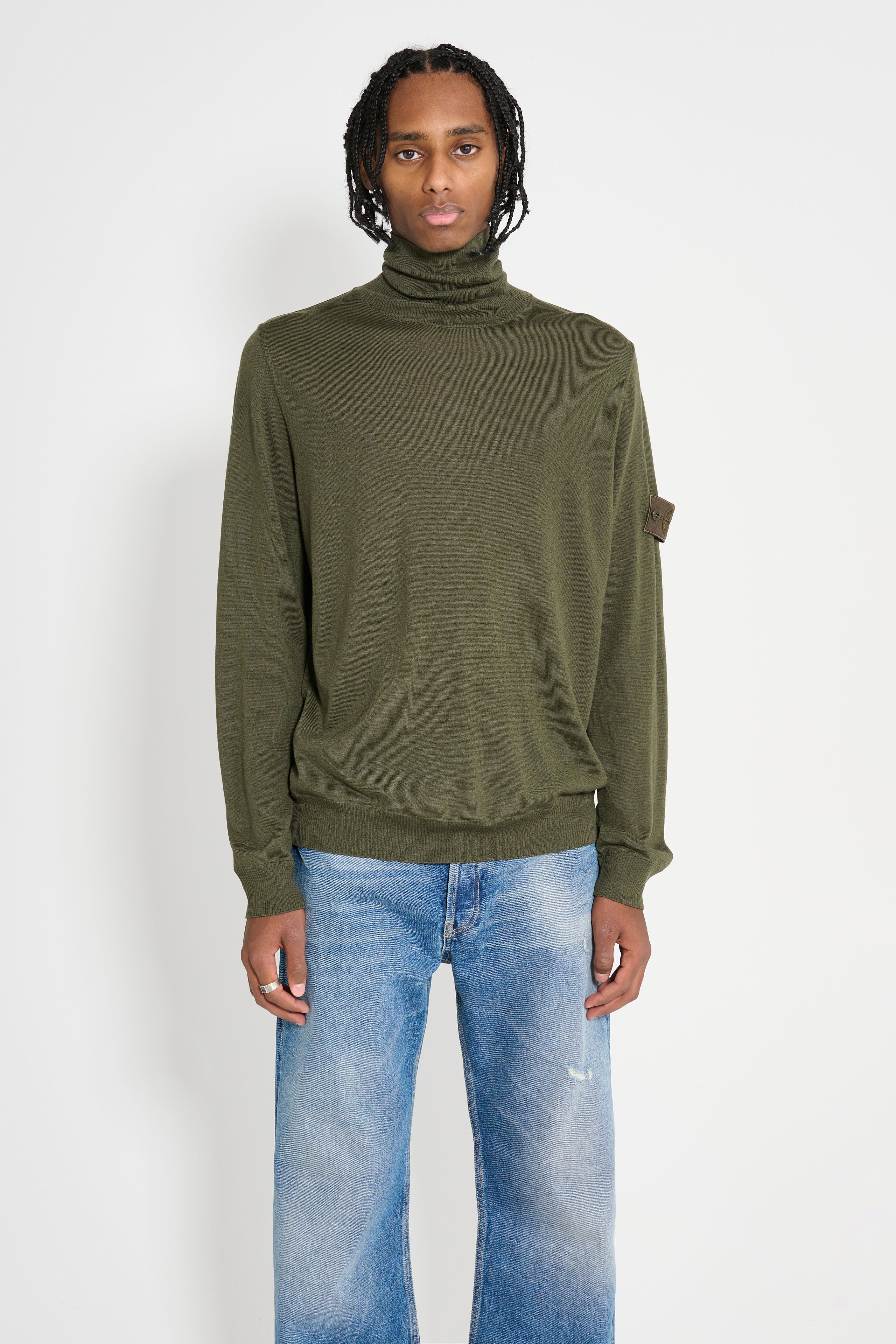 Stone Island Ghost Knitted Wool Sweater Military Green