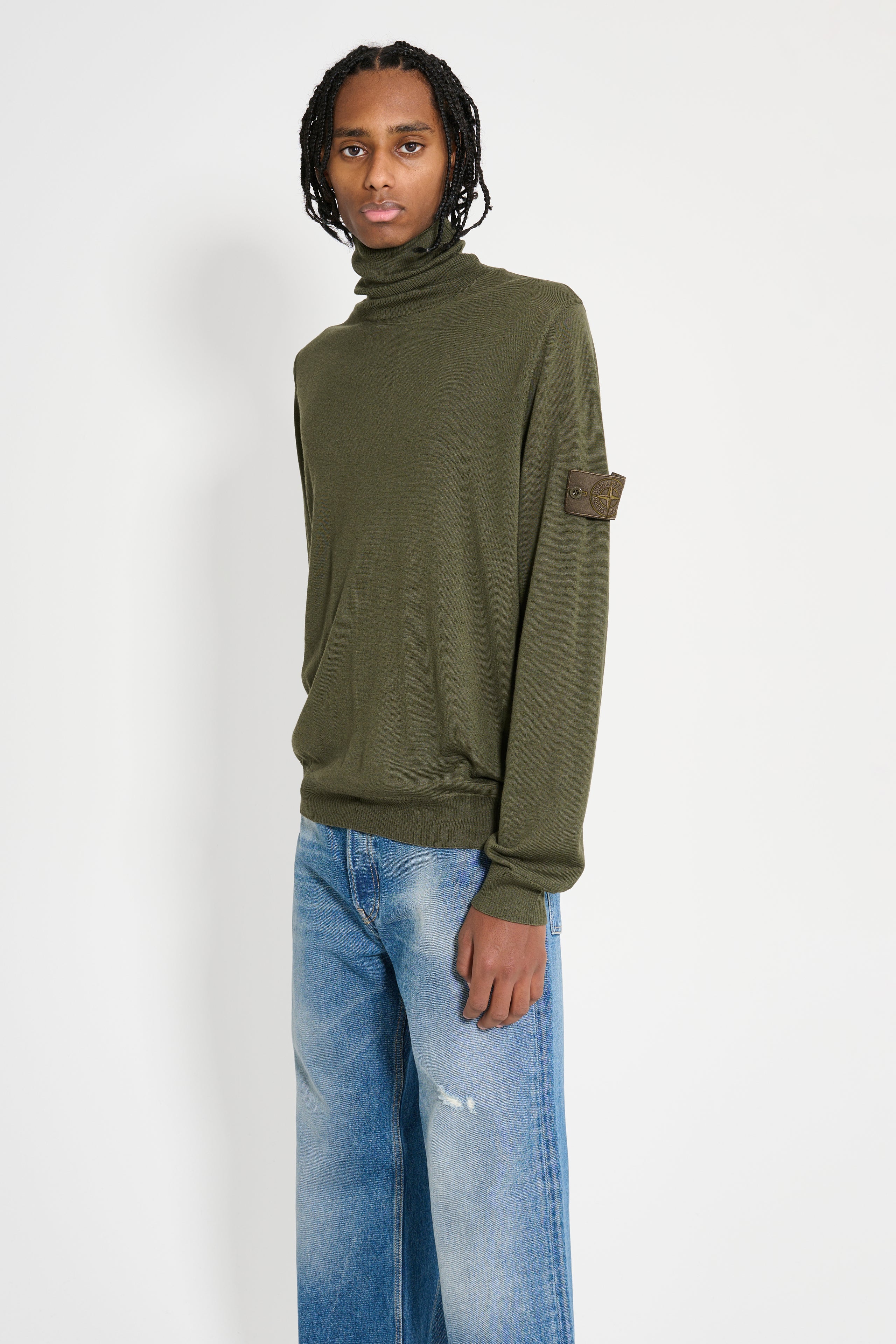 Stone Island Ghost Knitted Wool Sweater Military Green