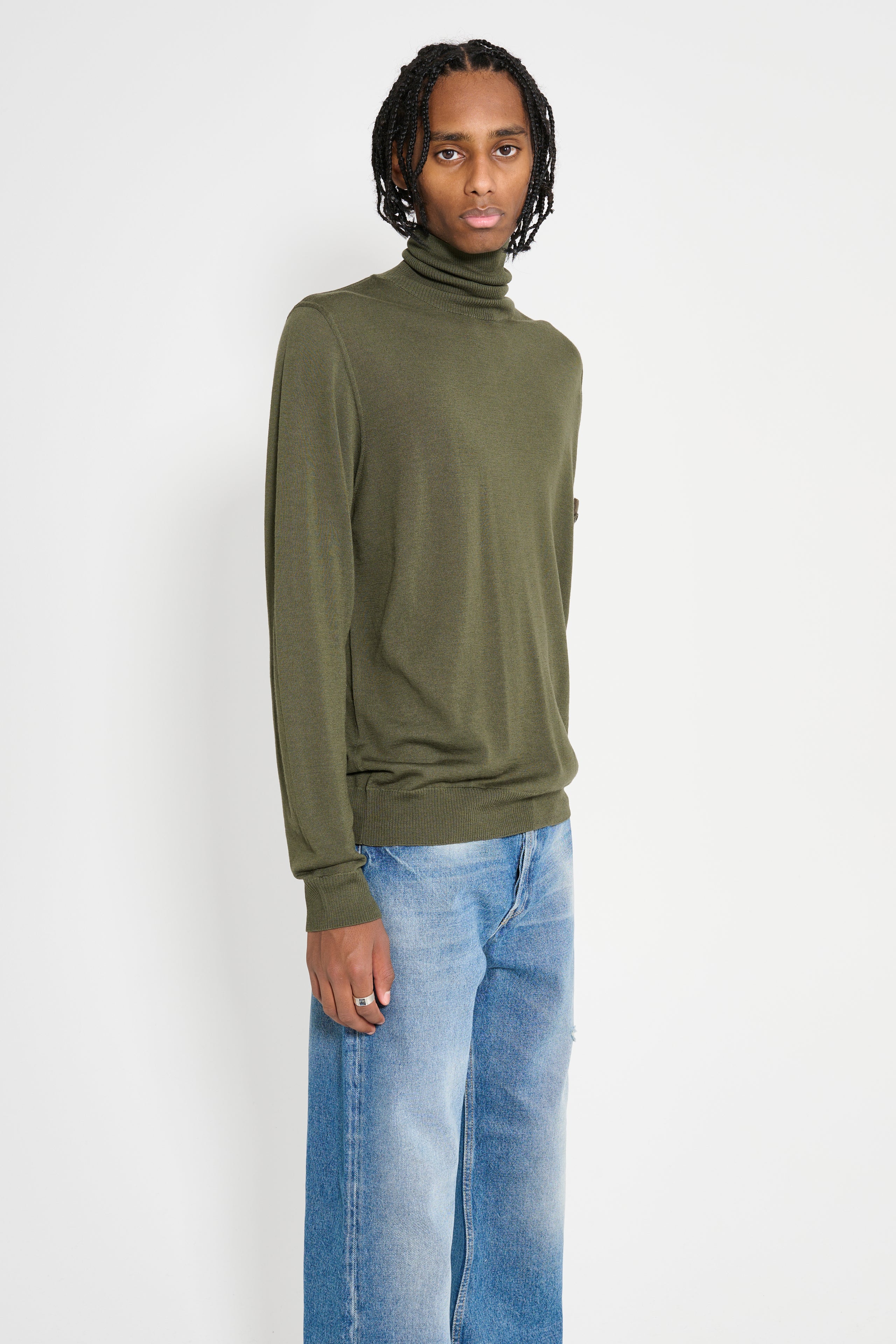 Stone Island Ghost Knitted Wool Sweater Military Green