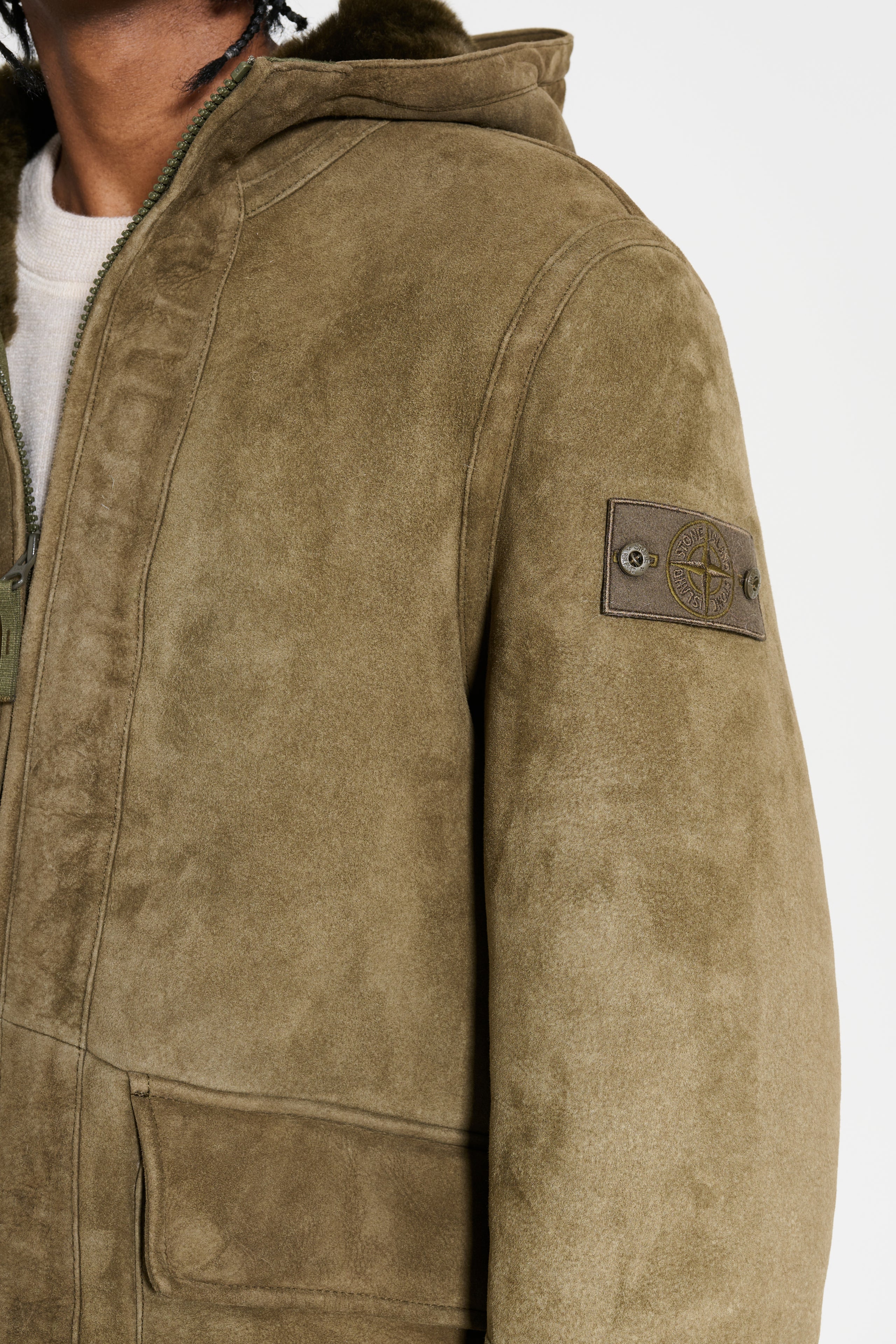 Stone Island Ghost Leather Parka Military Green