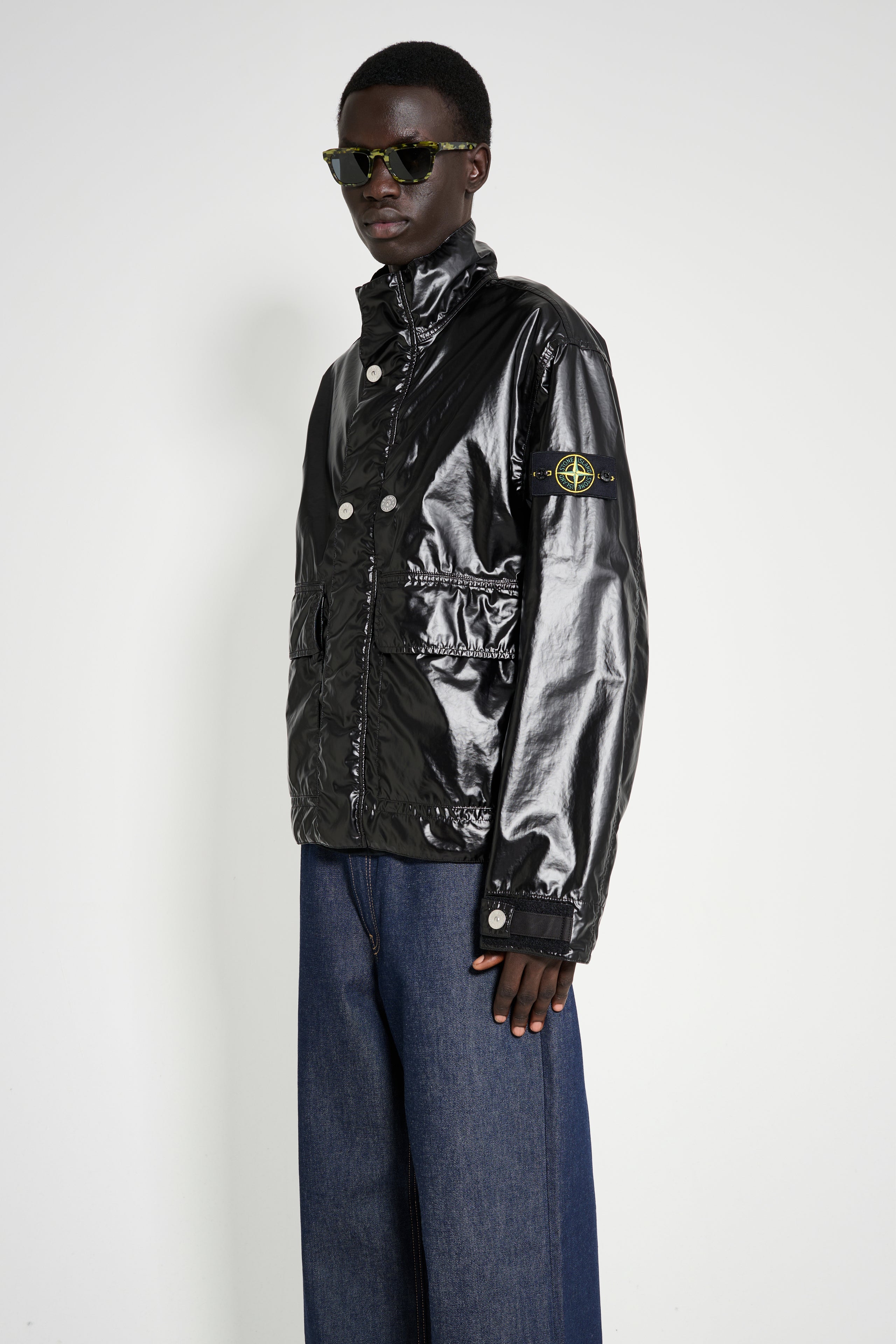 Stone Island Biker Nylon Jacket Black