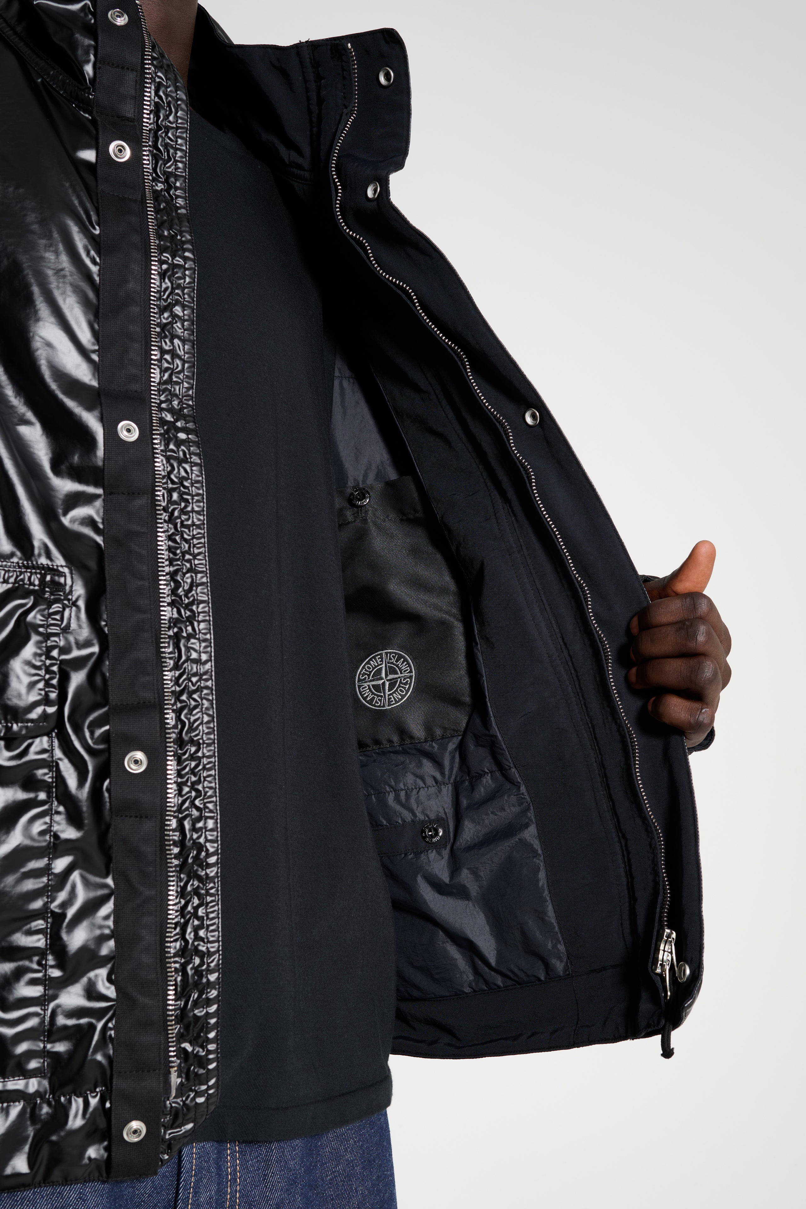 Stone Island Biker Nylon Jacket Black