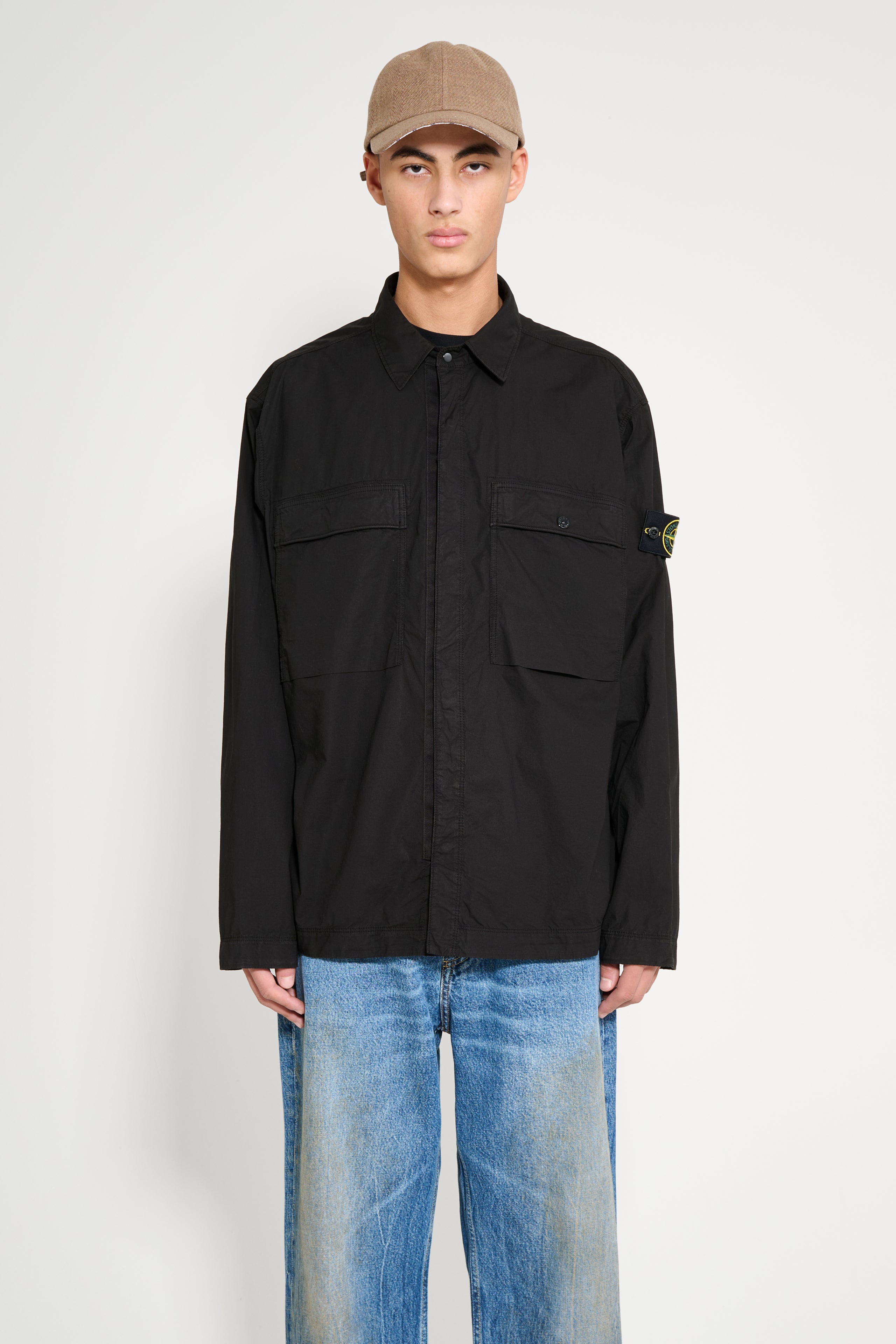 Stone Island Cotton Overshirt Black