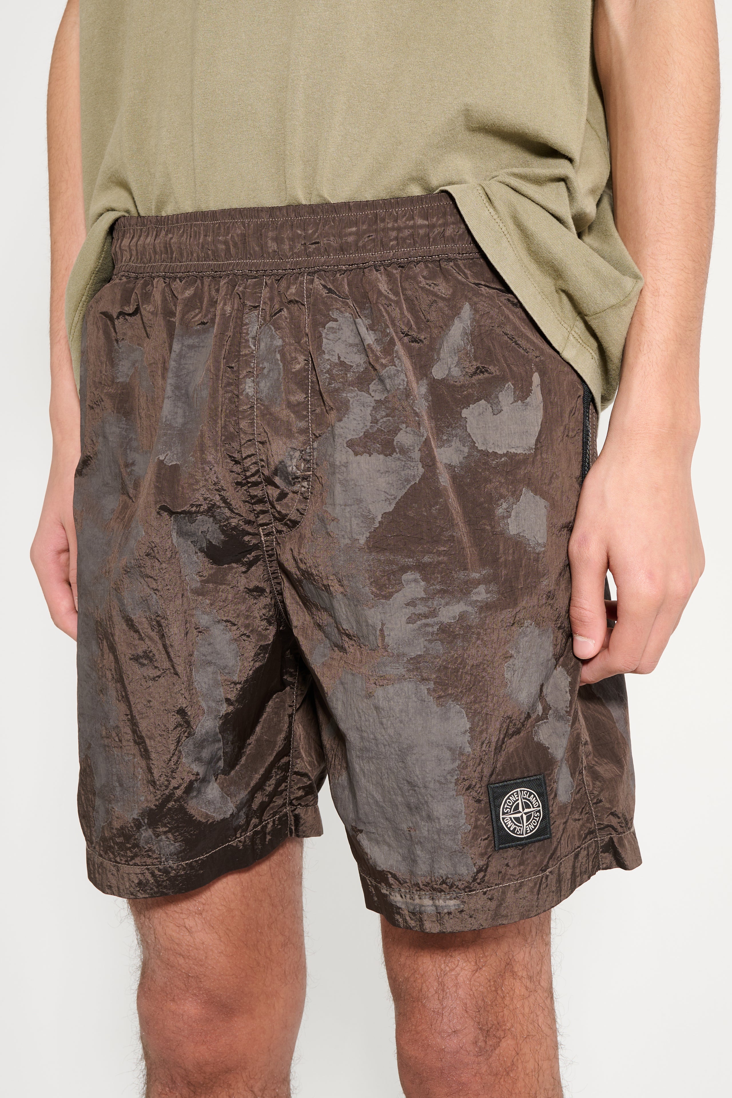 Stone Island Camo Shorts Military Green