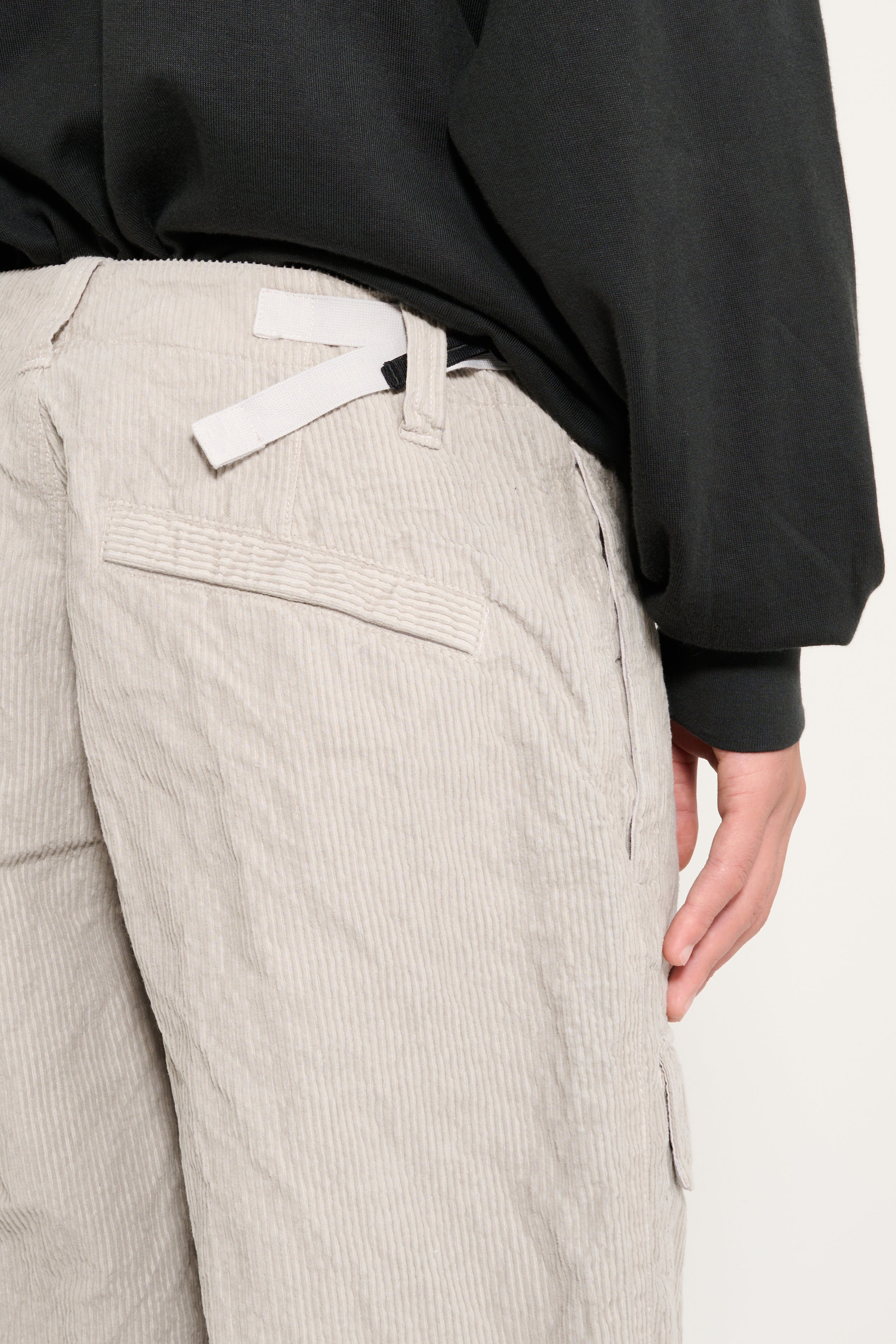 Stone Island Wrinkled Corduroy 500-TC Cargo Trousers Pearl Grey