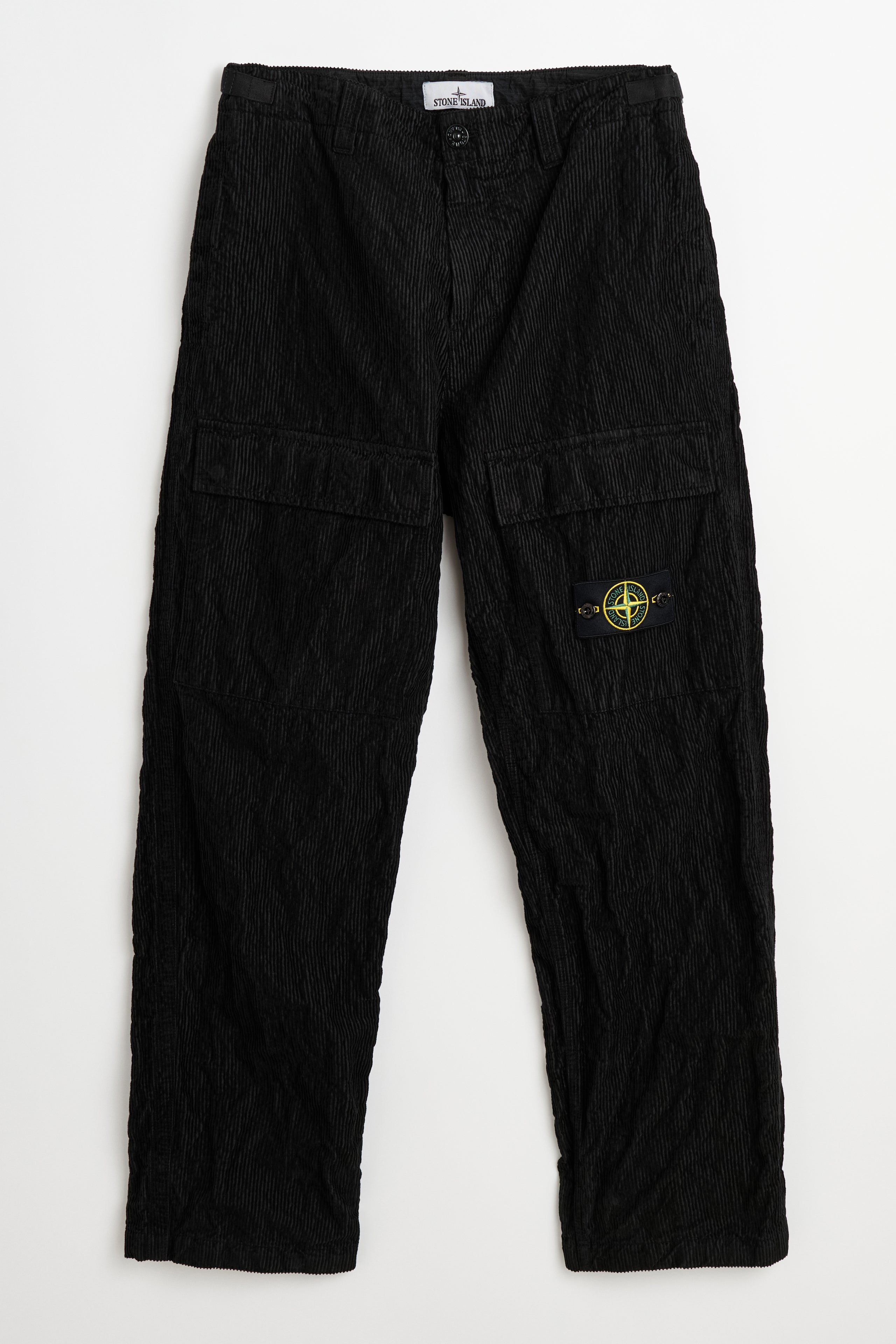 Stone Island Wrinkled Corduroy 500-TC Cargo Trousers Black