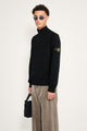 Stone Island Stretch RWS Wool Half Button Jumper Black