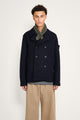 Stone Island Double Breasted Pea Coat Navy Blue