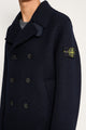 Stone Island Double Breasted Pea Coat Navy Blue
